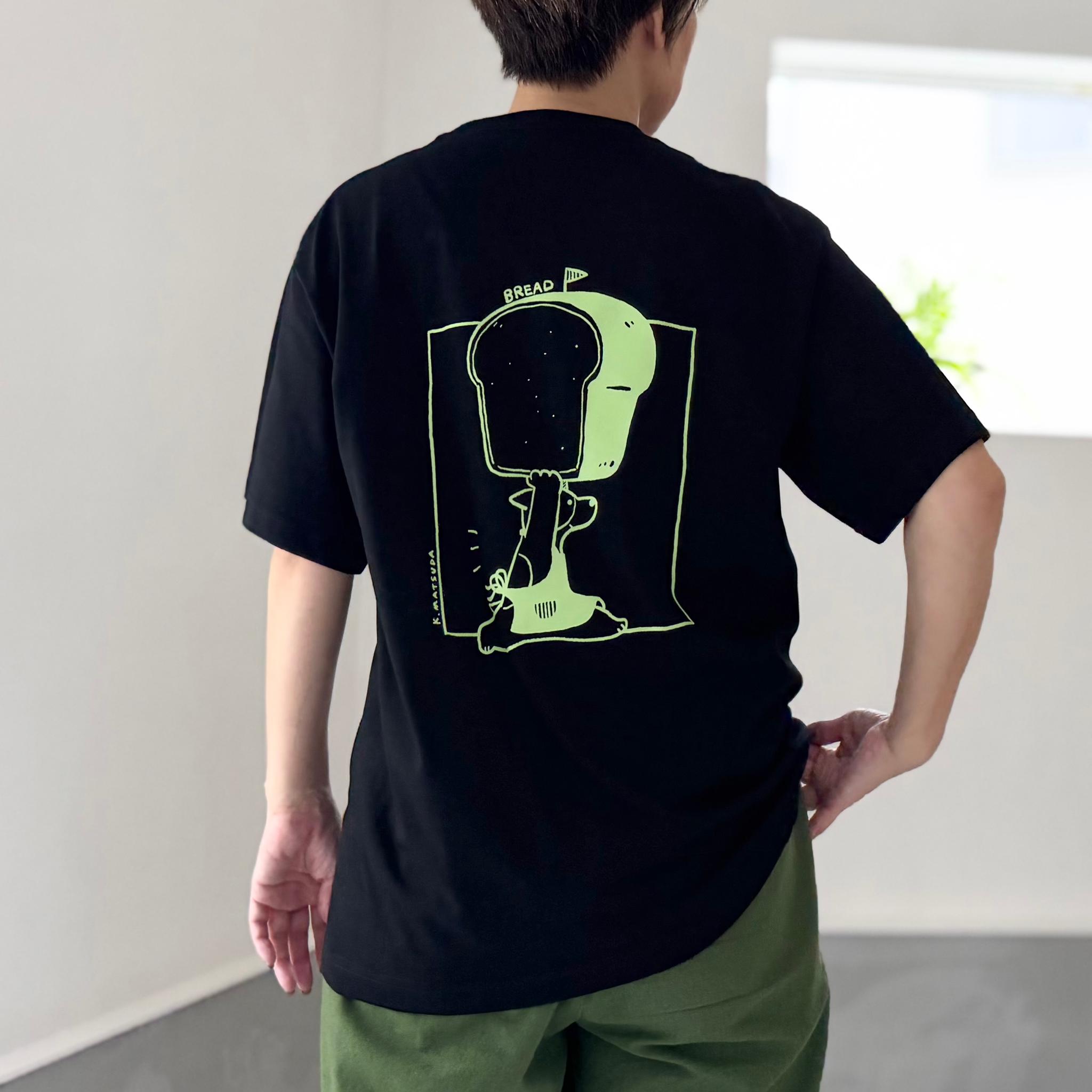 【ユニセックス】コラボプリント リラックスフィットTシャツ-BREAD 5色展開【ブラック】1枚目の画像