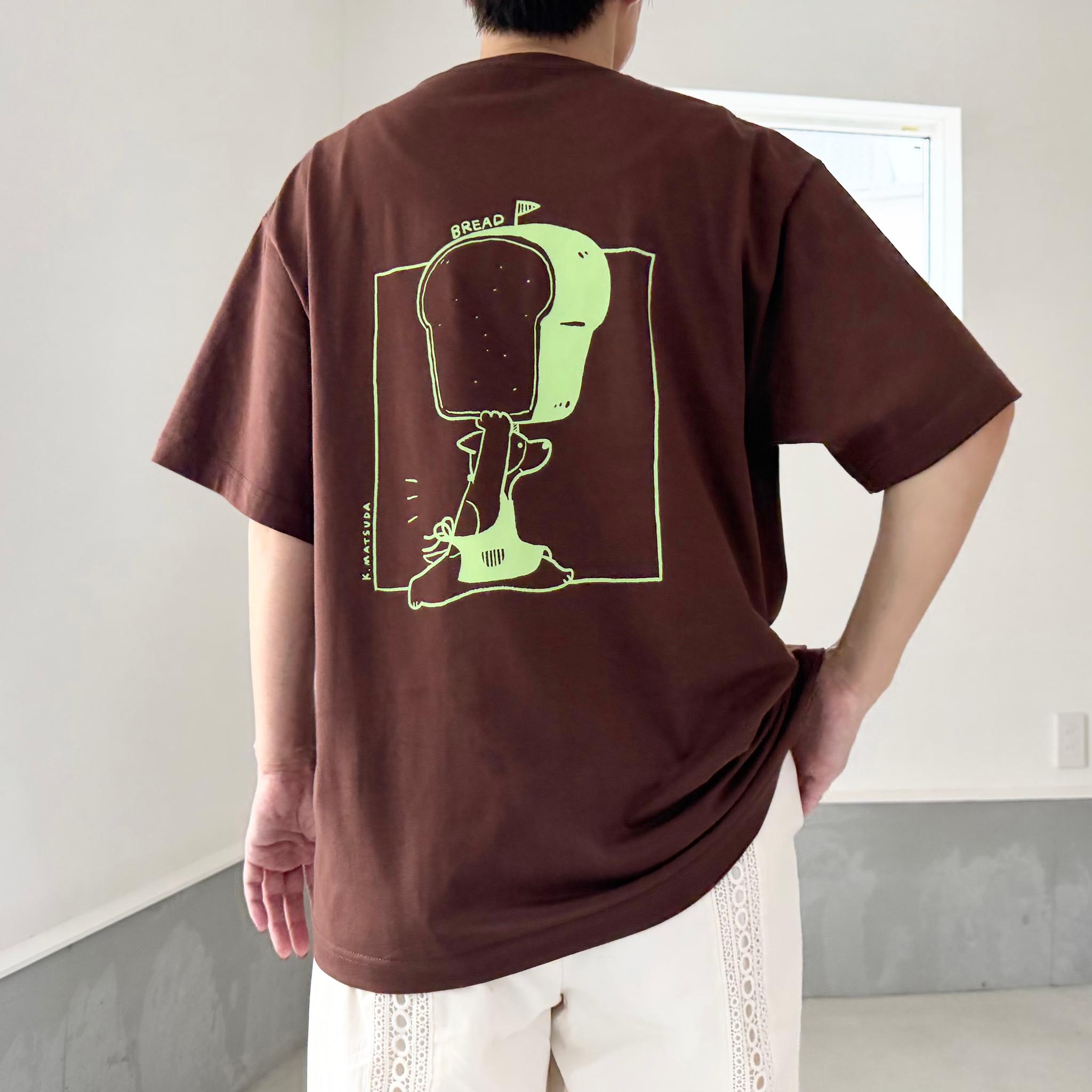 【ユニセックス】コラボプリント リラックスフィットTシャツ-BREAD 5色展開【ブラウン】1枚目の画像