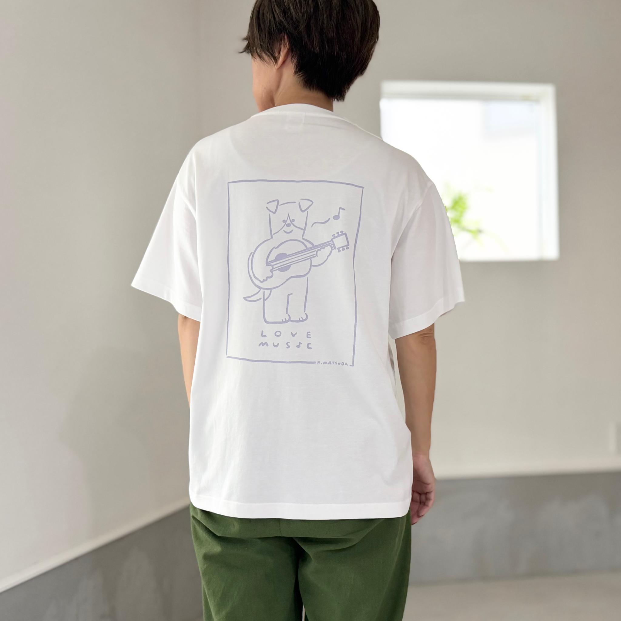 【ユニセックス】コラボプリント リラックスフィットTシャツ-music 5色展開【ホワイト】1枚目の画像