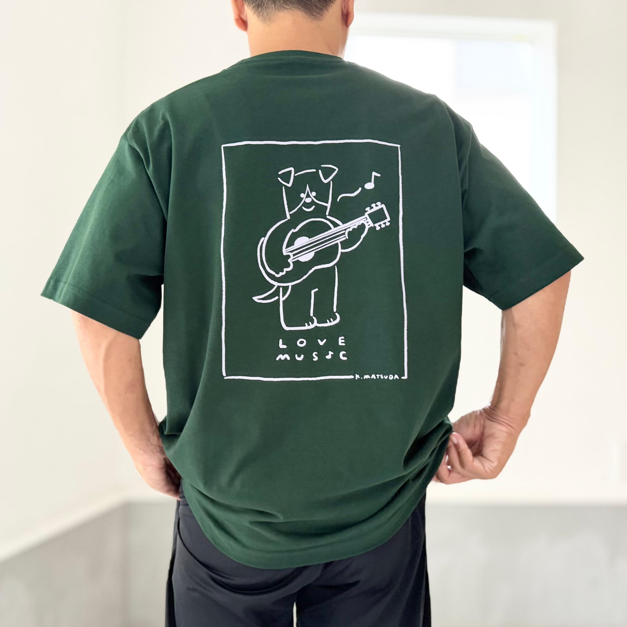 【ユニセックス】コラボプリント リラックスフィットTシャツ-music 5色展開【グリーン】1枚目の画像