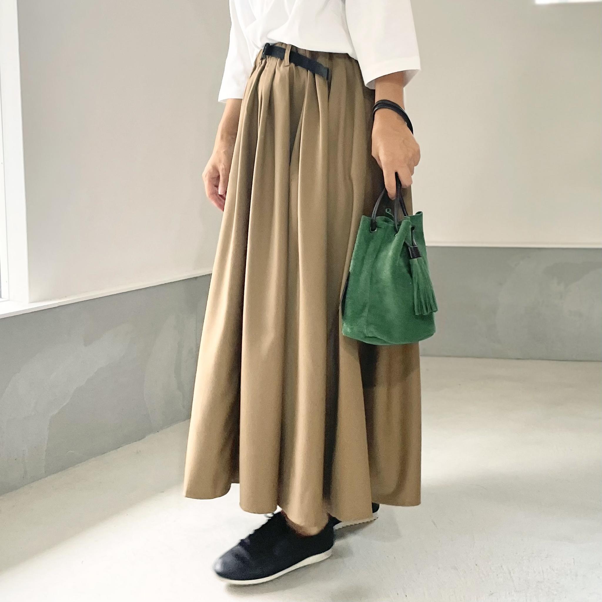 Aライン ベルト付 タックスカート【カーキ】 | 11枚目