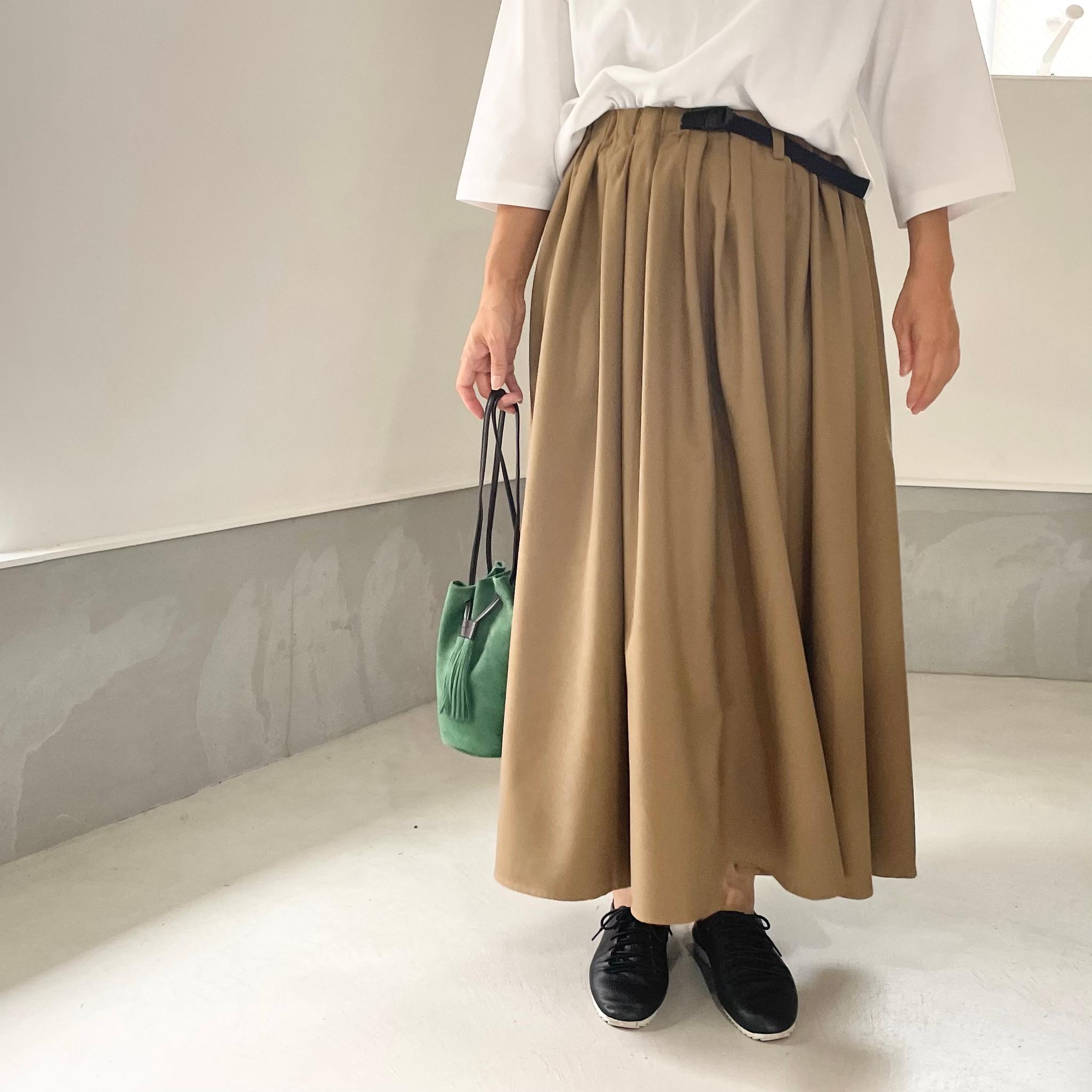 Aライン ベルト付 タックスカート【カーキ】 | 13枚目