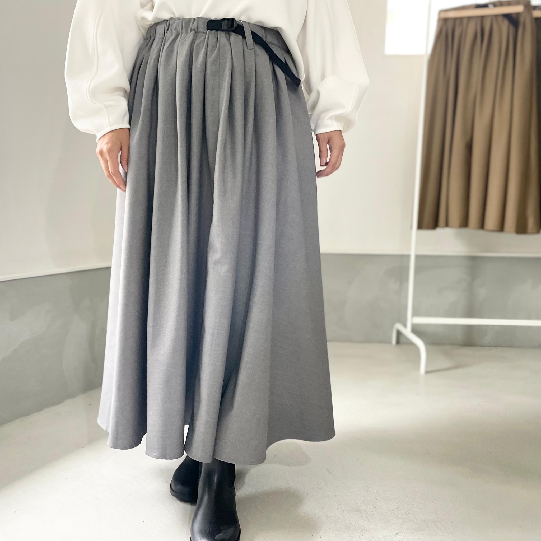 Aライン ベルト付 タックスカート【カーキ】 | 16枚目