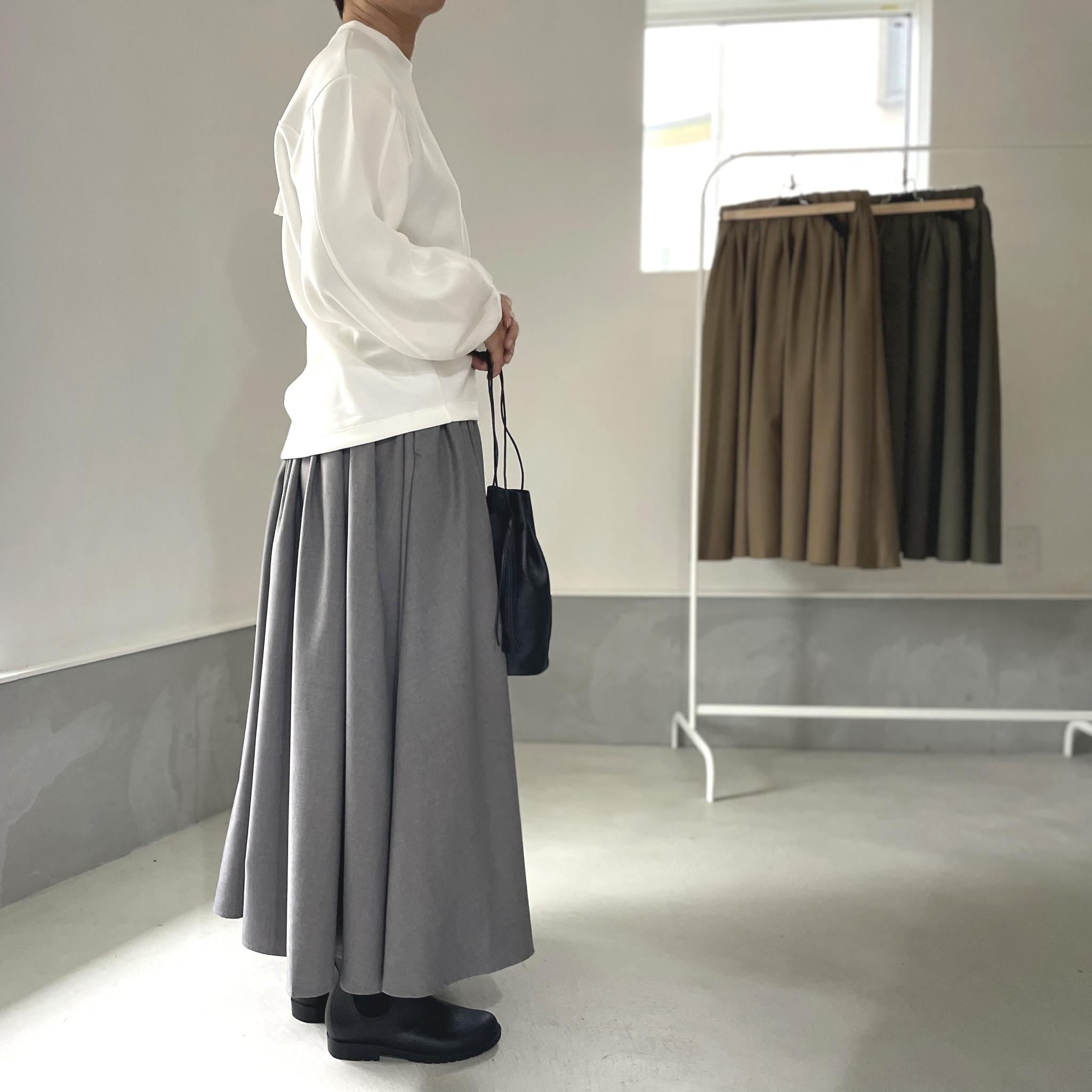 Aライン ベルト付 タックスカート【カーキ】 | 19枚目