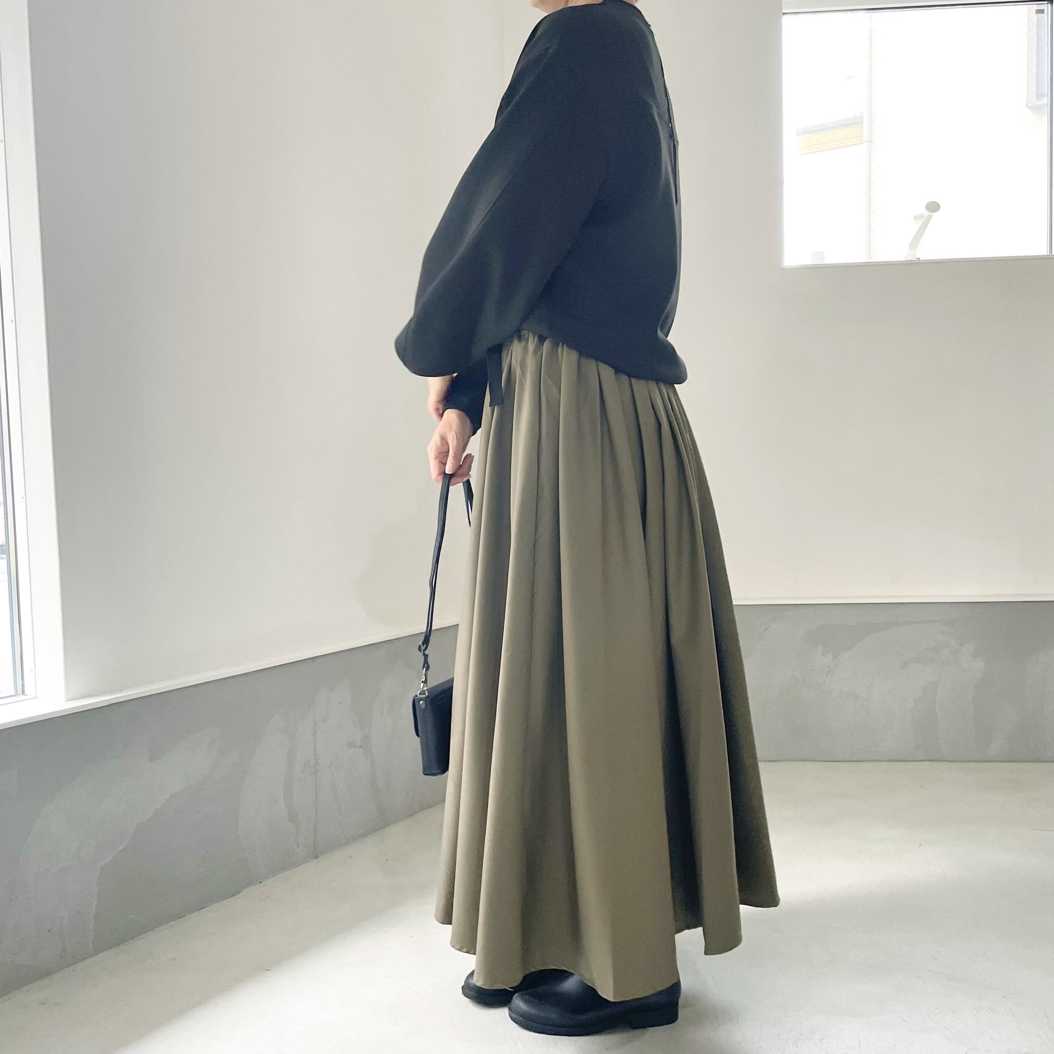 Aライン ベルト付 タックスカート【カーキ】 | 4枚目