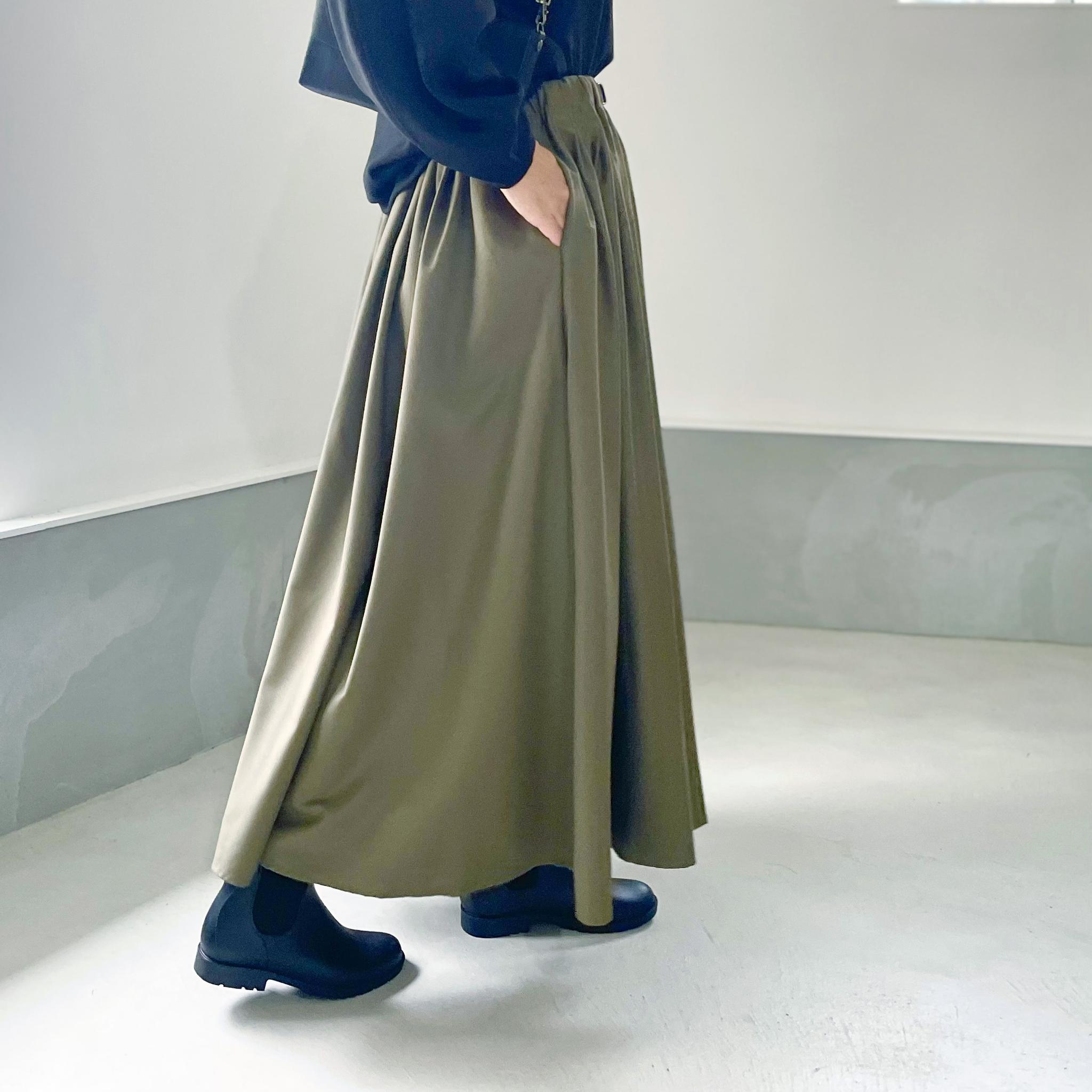 Aライン ベルト付 タックスカート【カーキ】 | 5枚目
