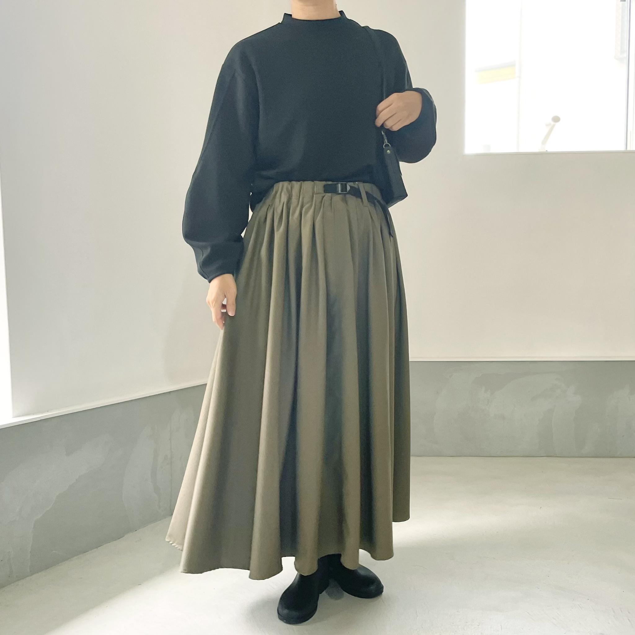 Aライン ベルト付 タックスカート【ベージュ】 | 15枚目