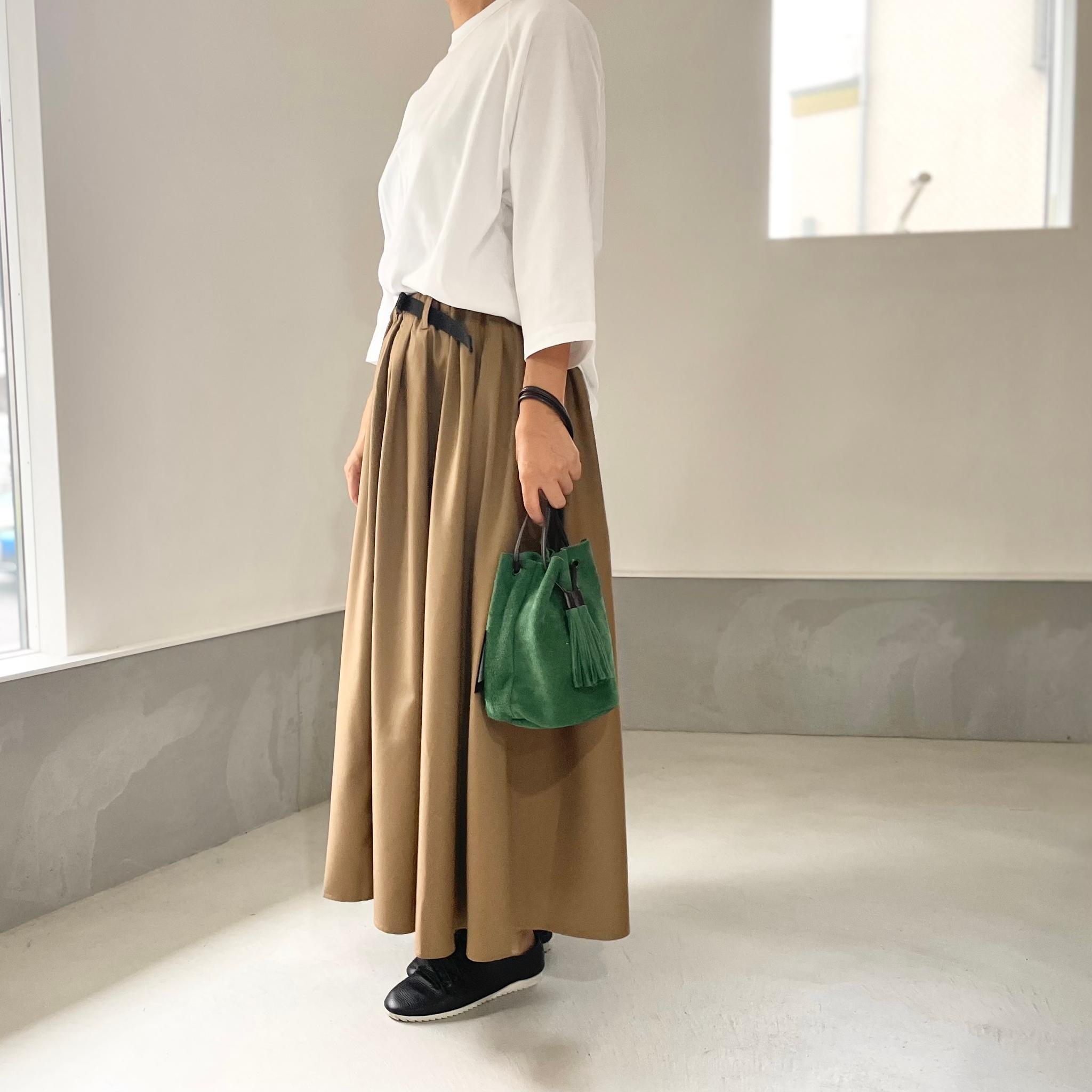 Aライン ベルト付 タックスカート【グレー】 | 10枚目