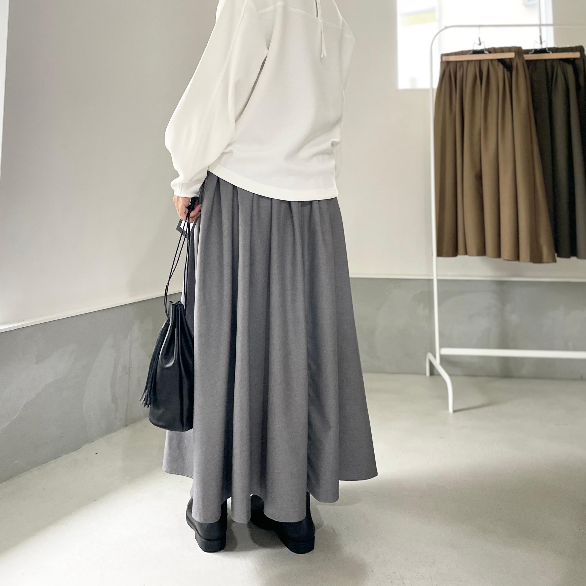 Aライン ベルト付 タックスカート【グレー】 | 6枚目