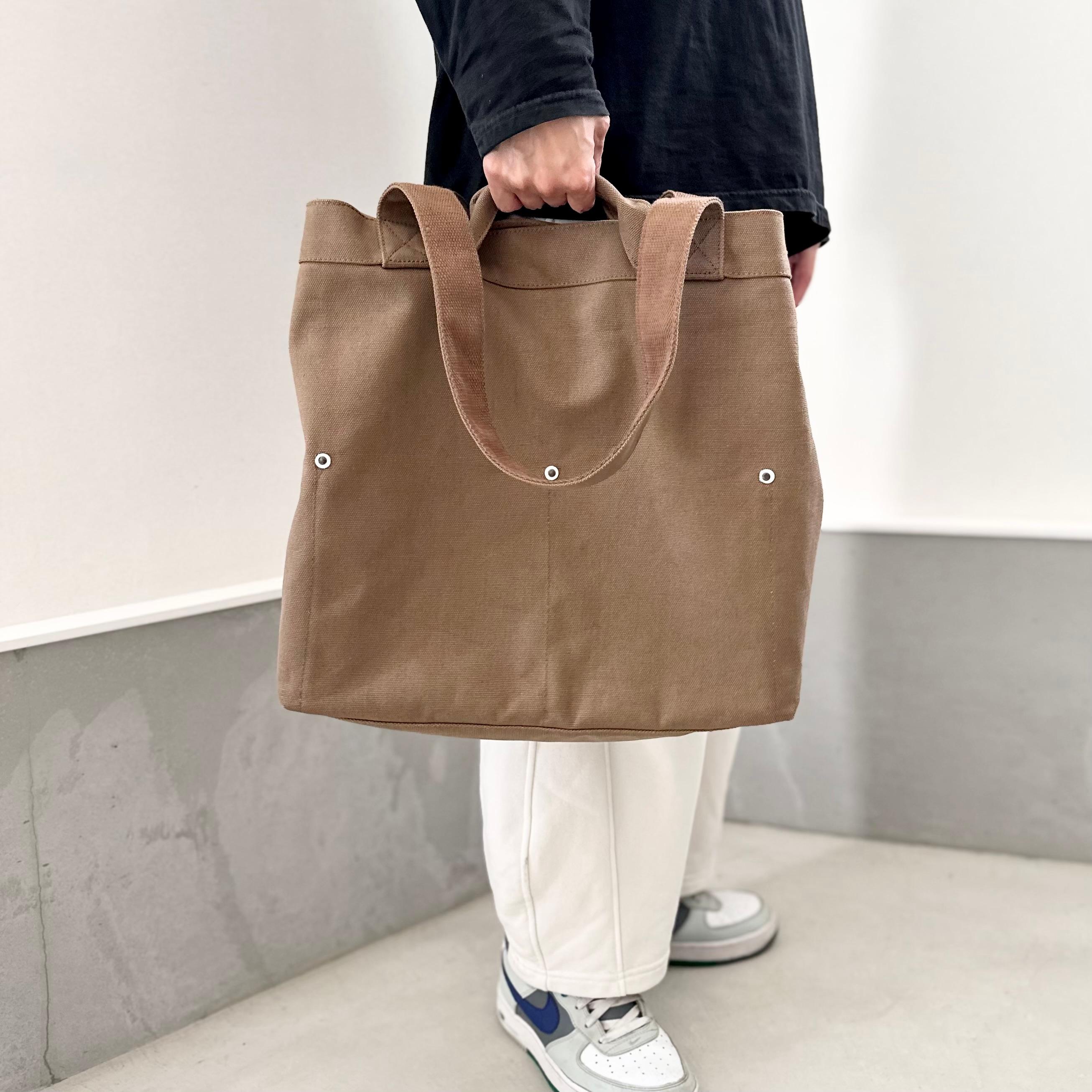 『2025新作』大容量 2WAY ヘビーキャンバス トートバッグ　L-size【ブラウン】1枚目の画像
