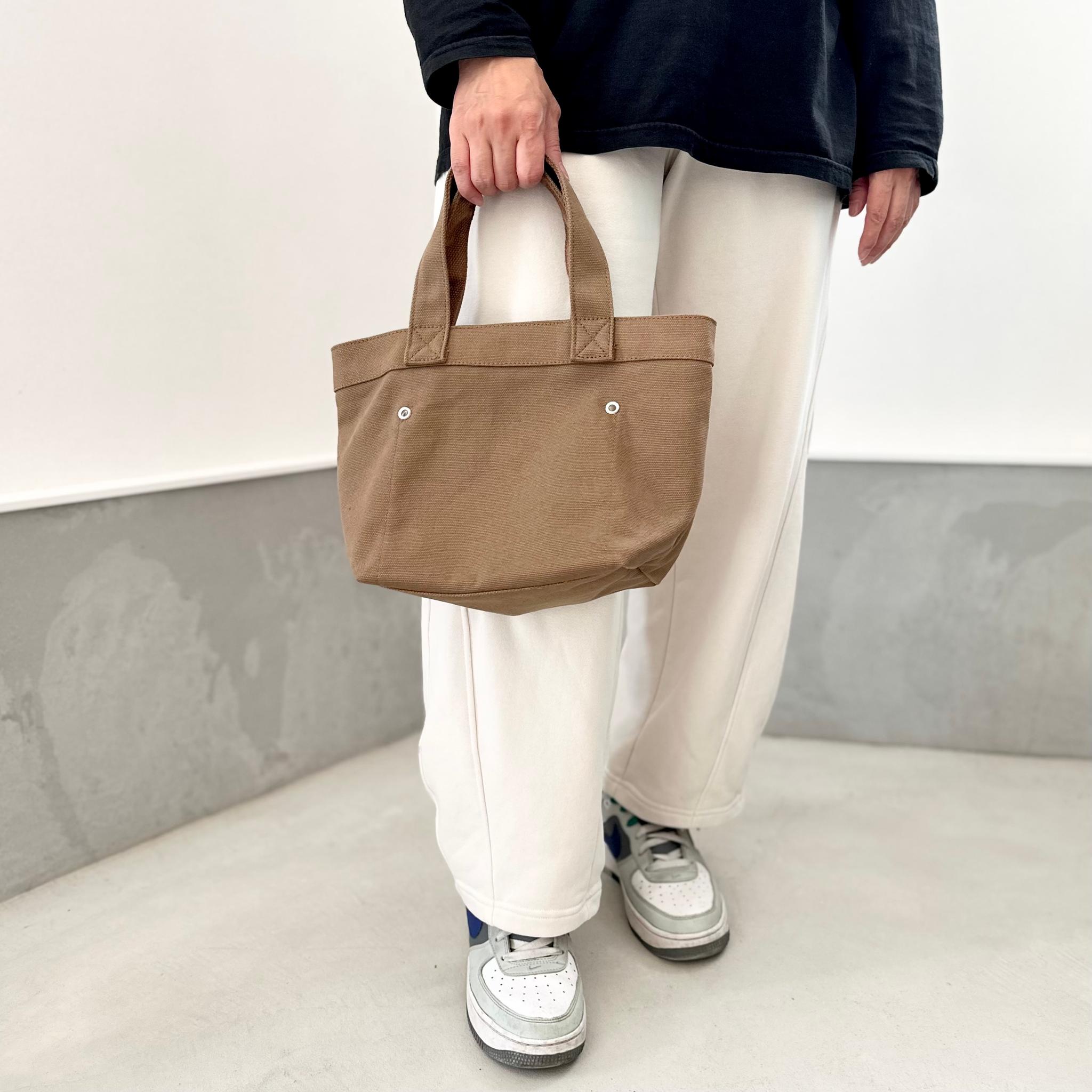 『2025新作』レザーパッチ付 ヘビーキャンバス トートバッグ　S-size【グレイッシュカーキ】 | 12枚目