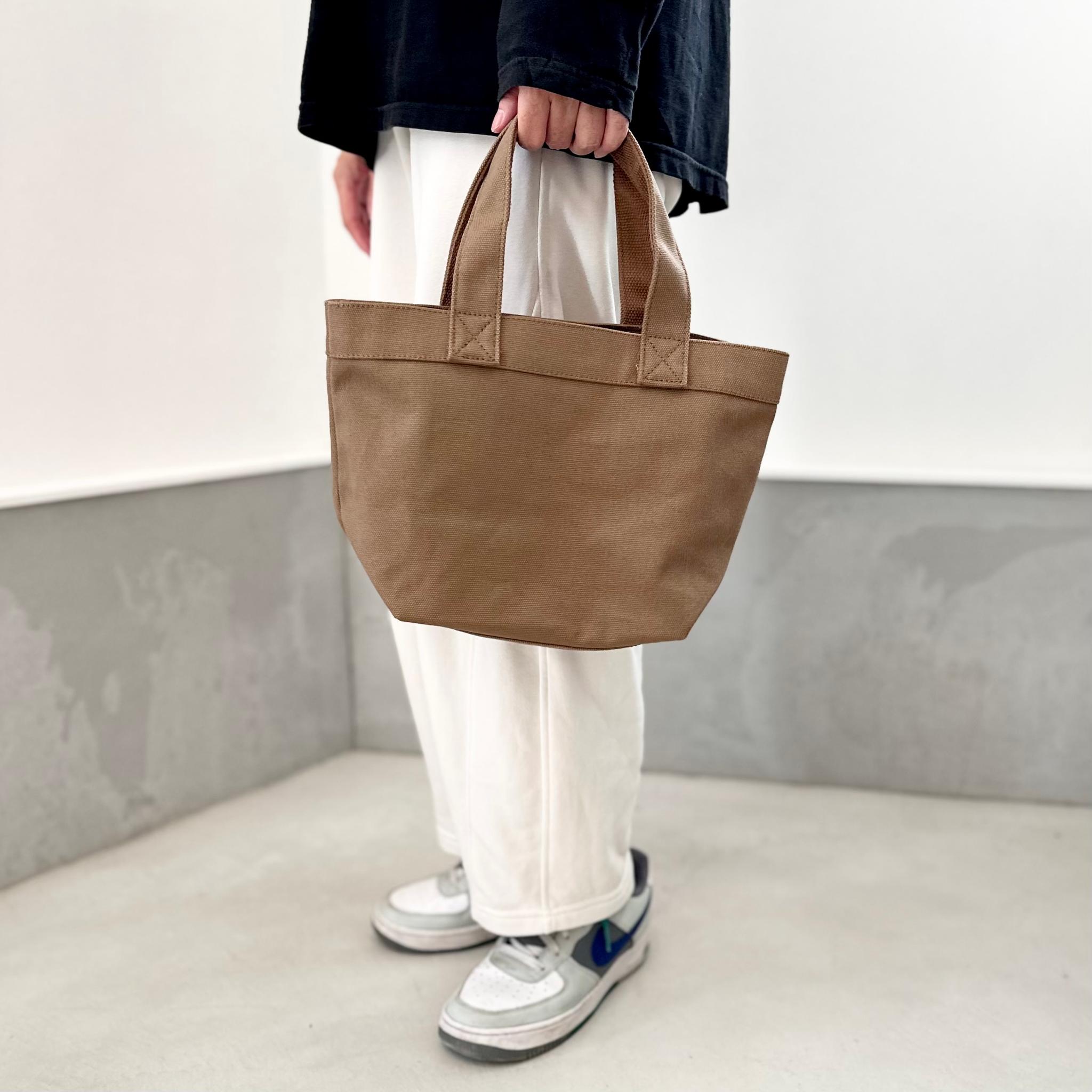 『2025新作』レザーパッチ付 ヘビーキャンバス トートバッグ　S-size【グレイッシュカーキ】 | 13枚目