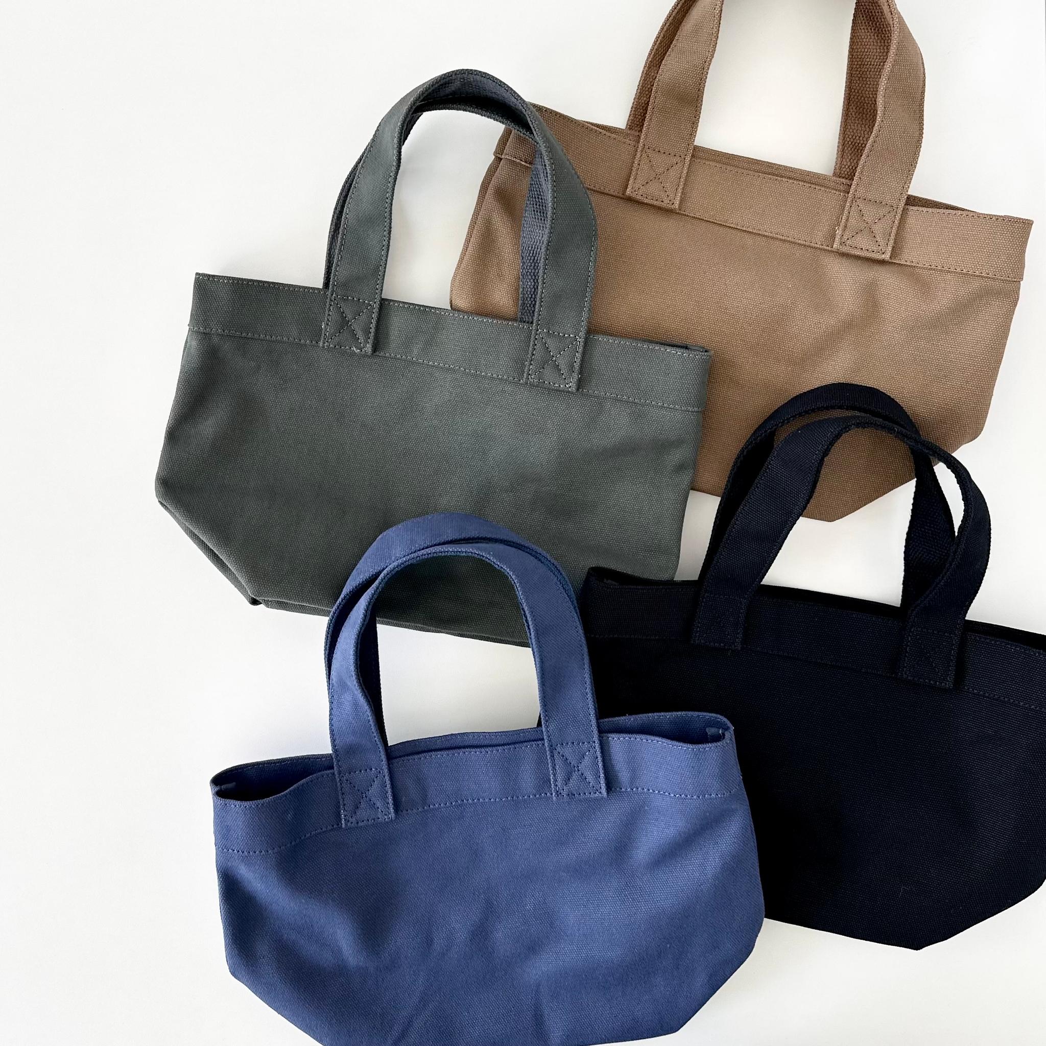 『2025新作』レザーパッチ付 ヘビーキャンバス トートバッグ　S-size【ブルー】 | 6枚目