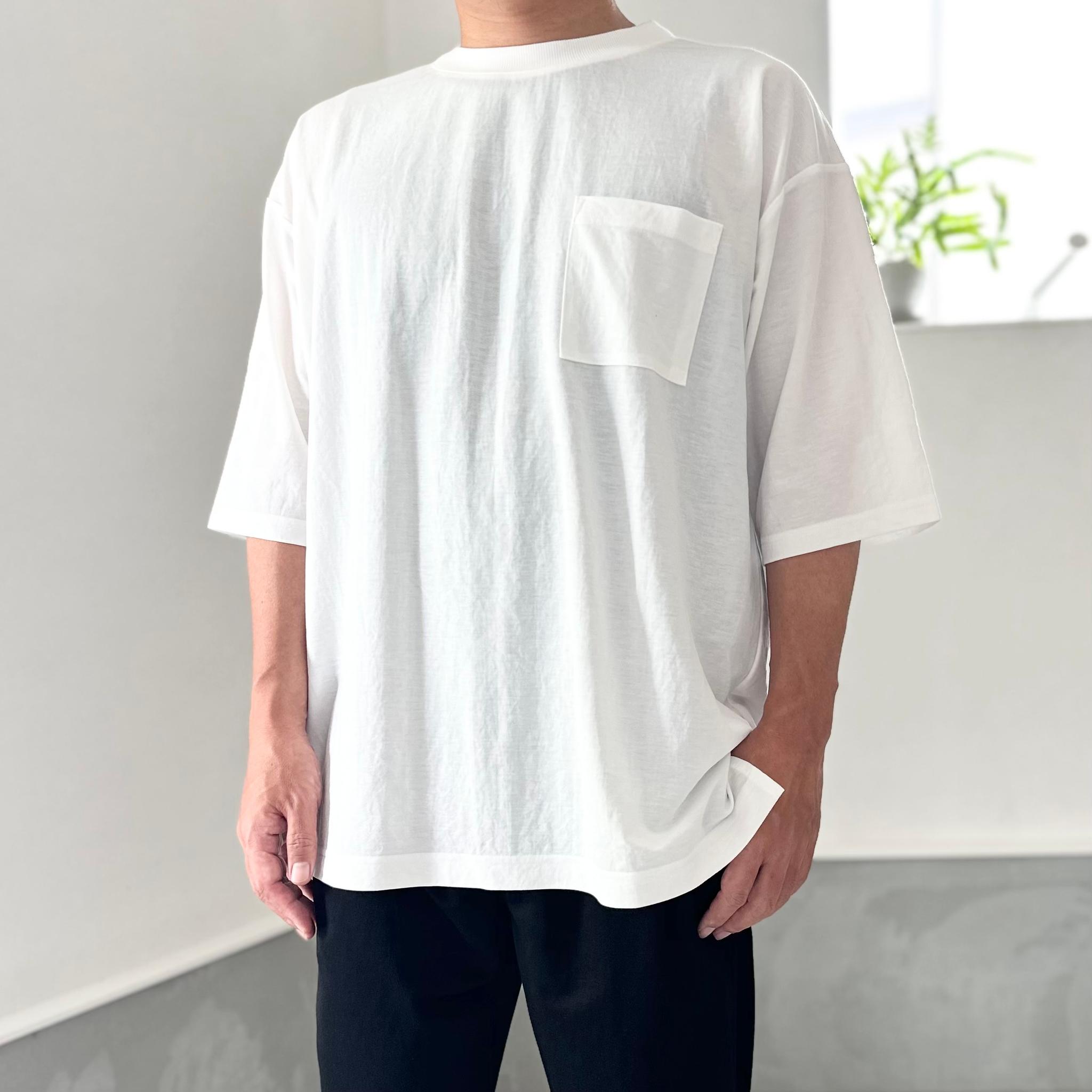 【接触冷感】ユニセックス　サイドスリット ポケット付 ルーズフィット Tシャツ【ホワイト】『2025新作』 | 2枚目