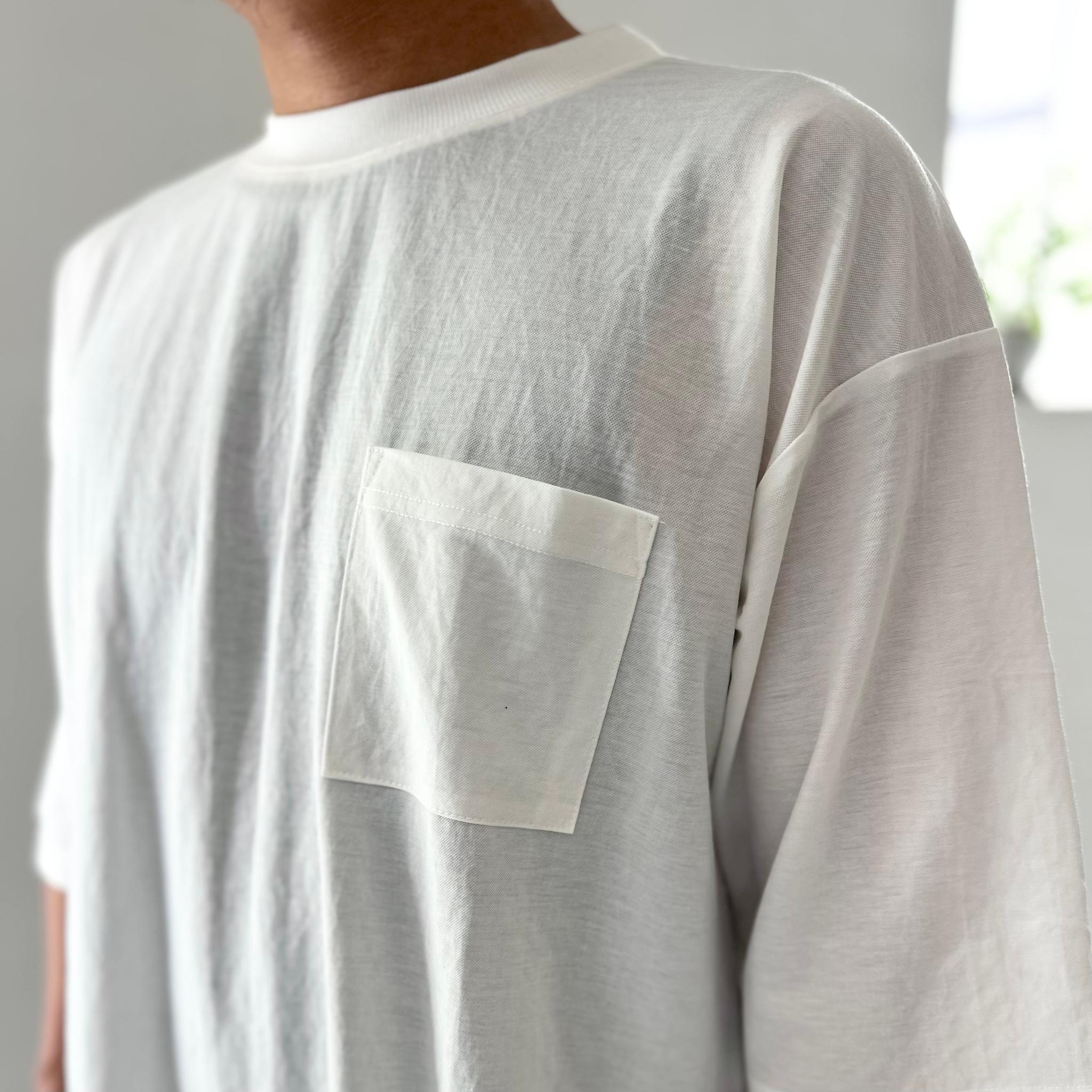 【接触冷感】ユニセックス　サイドスリット ポケット付 ルーズフィット Tシャツ【ホワイト】『2025新作』 | 4枚目