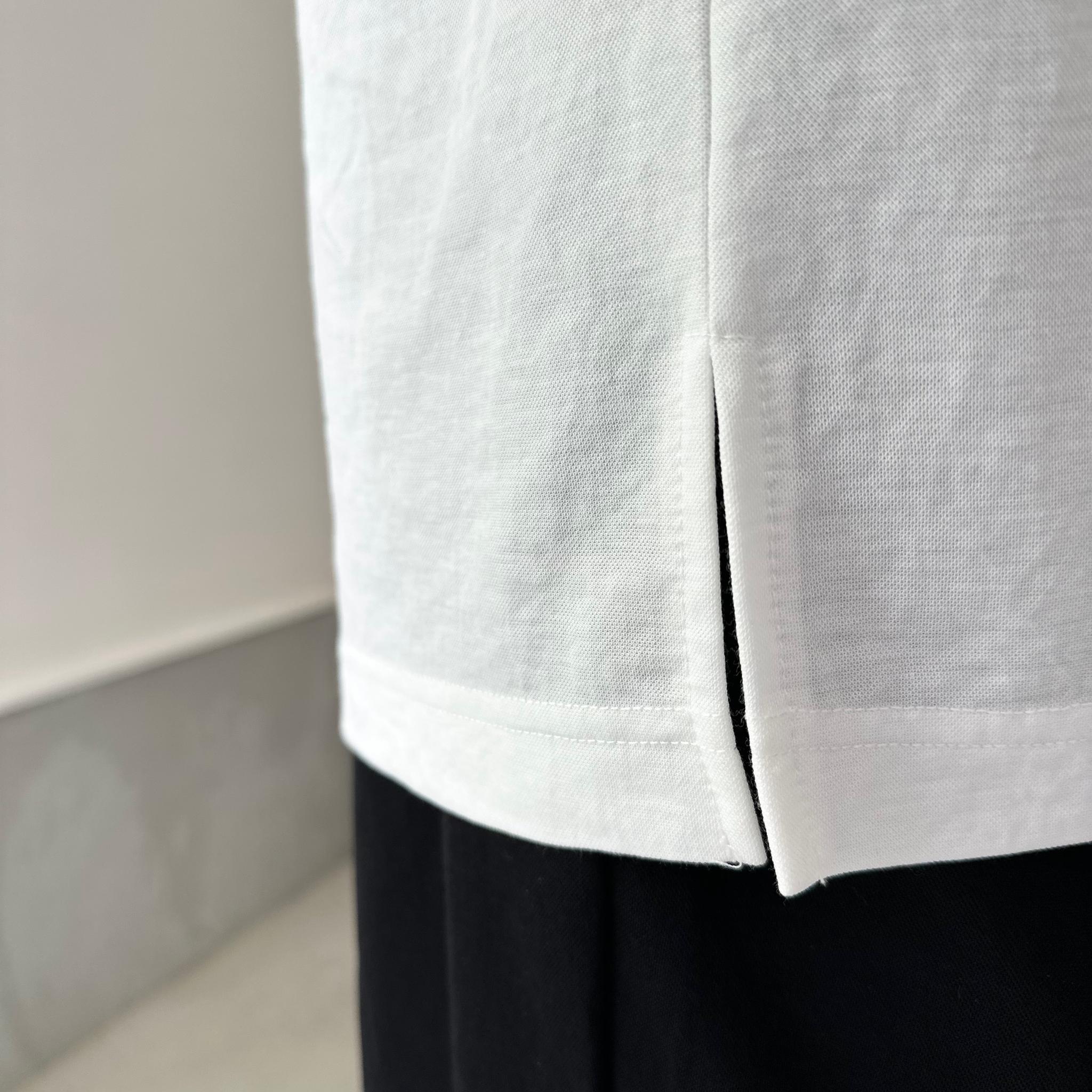 【接触冷感】ユニセックス　サイドスリット ポケット付 ルーズフィット Tシャツ【ホワイト】『2025新作』 | 6枚目