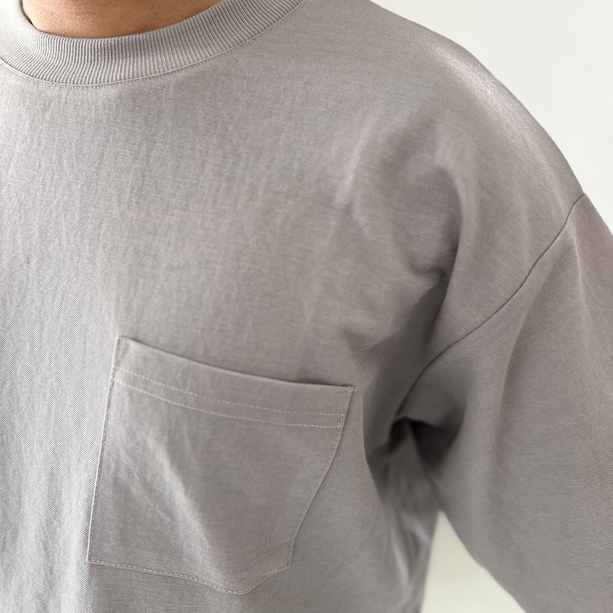 【接触冷感】ユニセックス　サイドスリット ポケット付 ルーズフィット Tシャツ【グレー】『2025新作』 | 5枚目