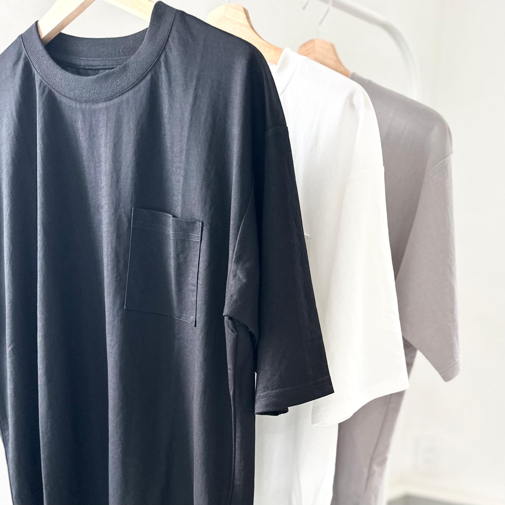 【接触冷感】ユニセックス　サイドスリット ポケット付 ルーズフィット Tシャツ【グレー】『2025新作』 | 9枚目