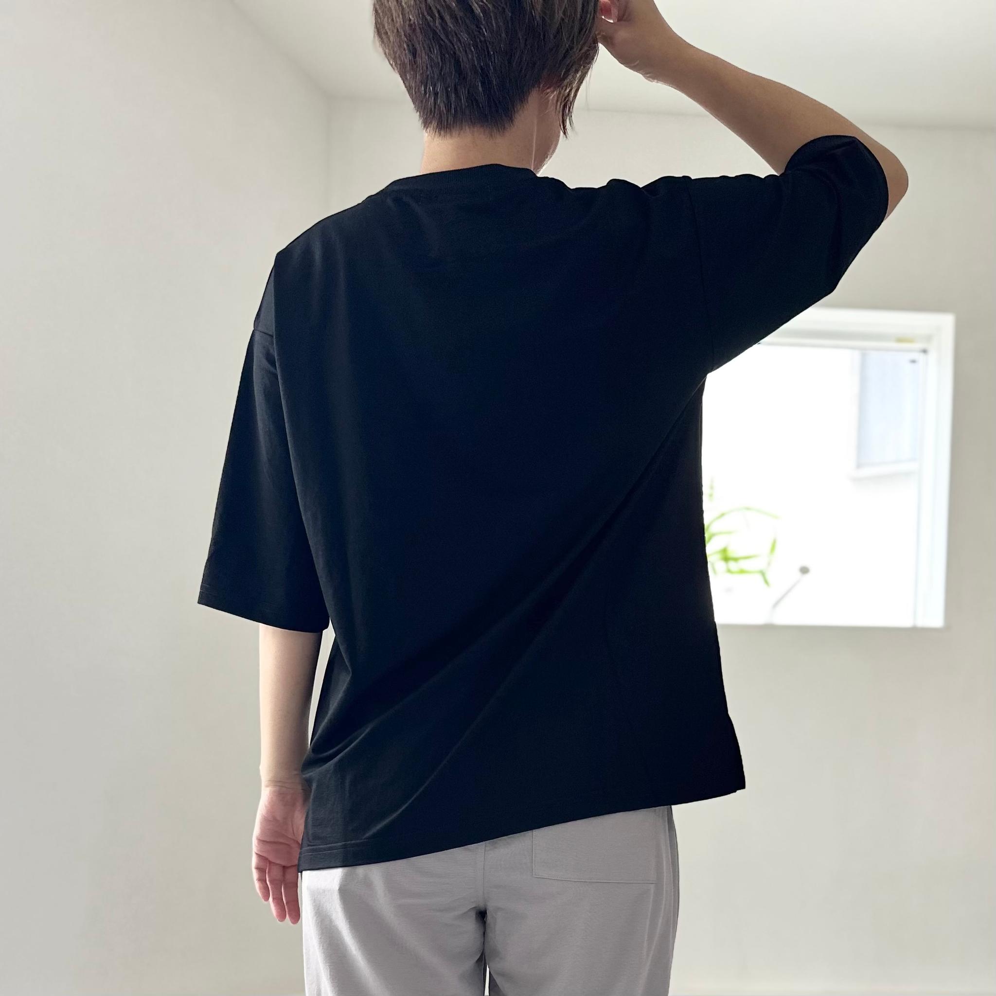 【接触冷感】ユニセックス　サイドスリット ポケット付 ルーズフィット Tシャツ【ブラック】『2025新作』 | 19枚目