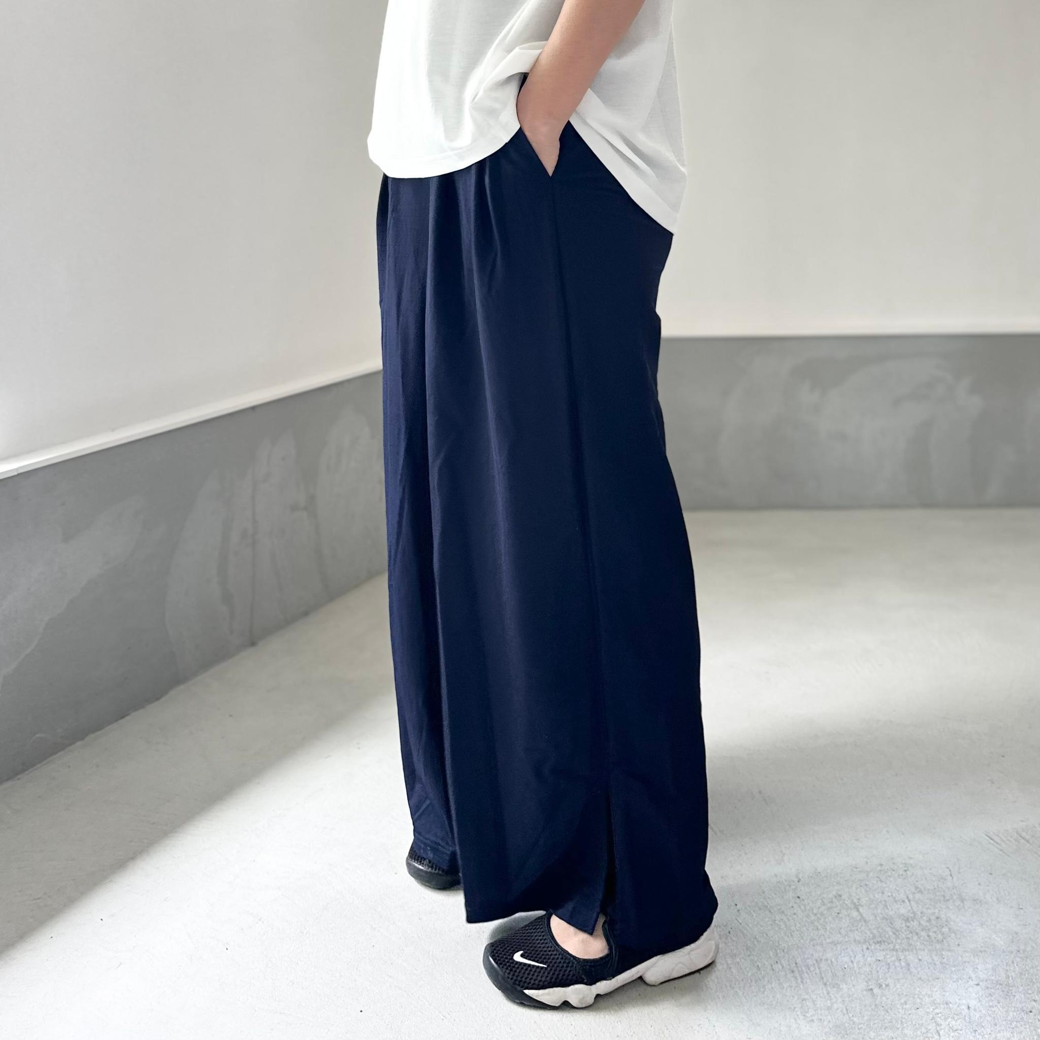 【接触冷感】サイドスリット イージーワイドパンツ 4色展開【ネイビー】『2025リデザイン』 | 2枚目
