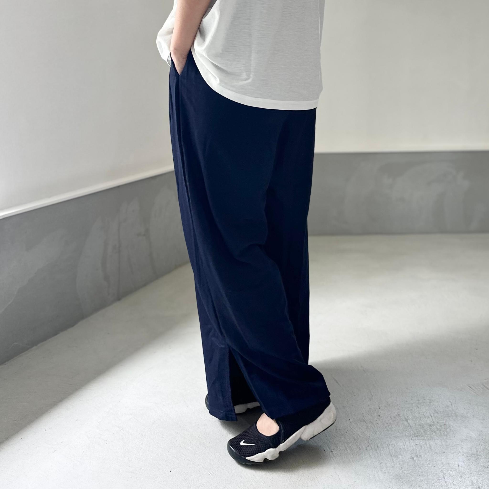 【接触冷感】サイドスリット イージーワイドパンツ 4色展開【ネイビー】『2025リデザイン』 | 3枚目
