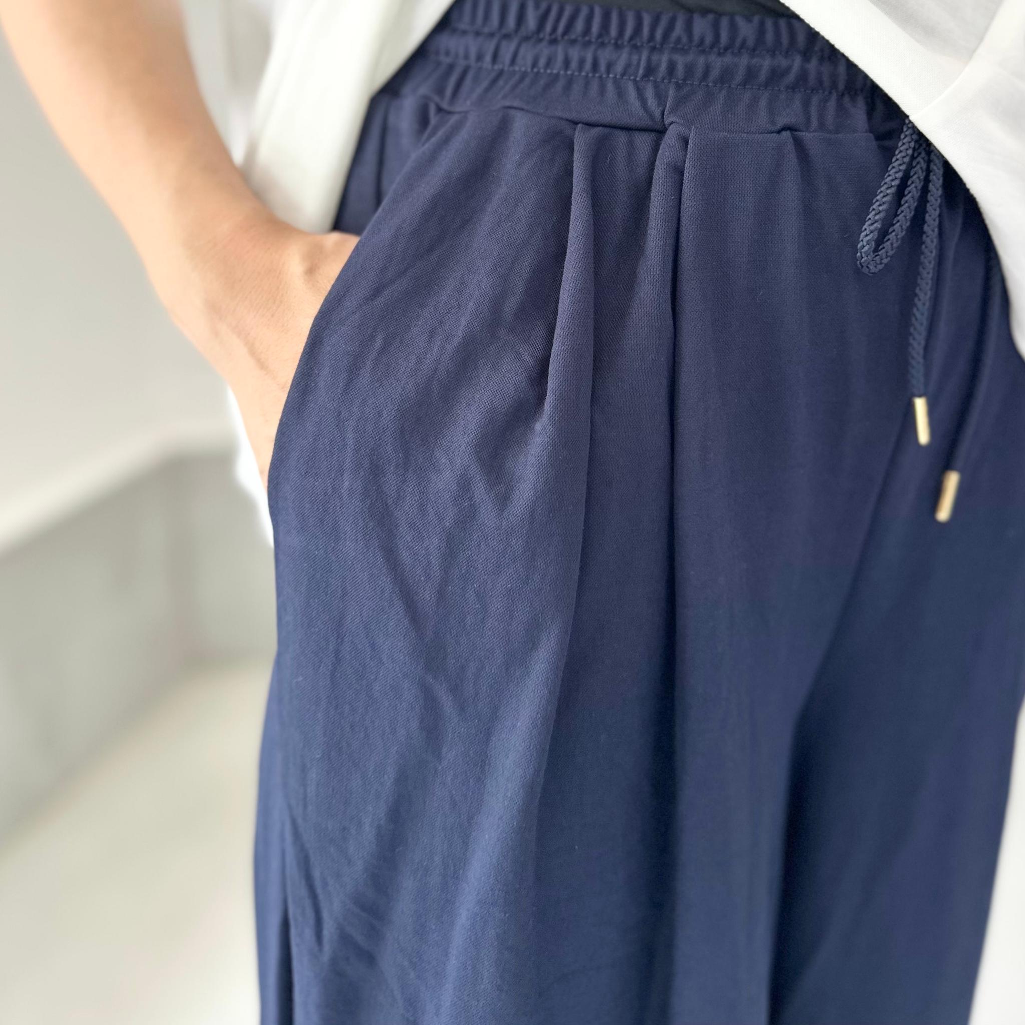 【接触冷感】サイドスリット イージーワイドパンツ 4色展開【ネイビー】『2025リデザイン』 | 5枚目