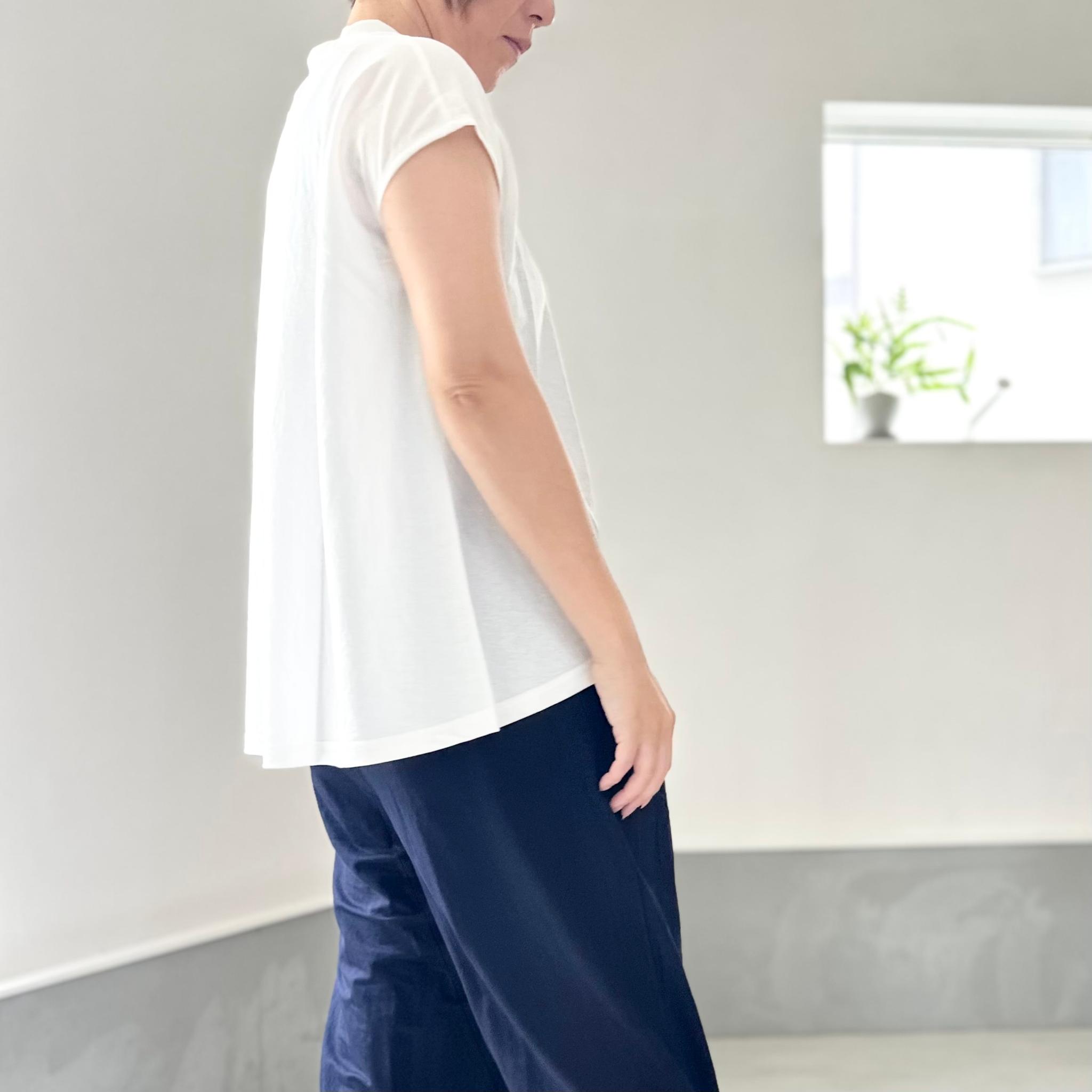 【接触冷感】フレンチスリーブ スラントシームプルオーバー 2色展開【ブラック】『2025新作』 | 14枚目