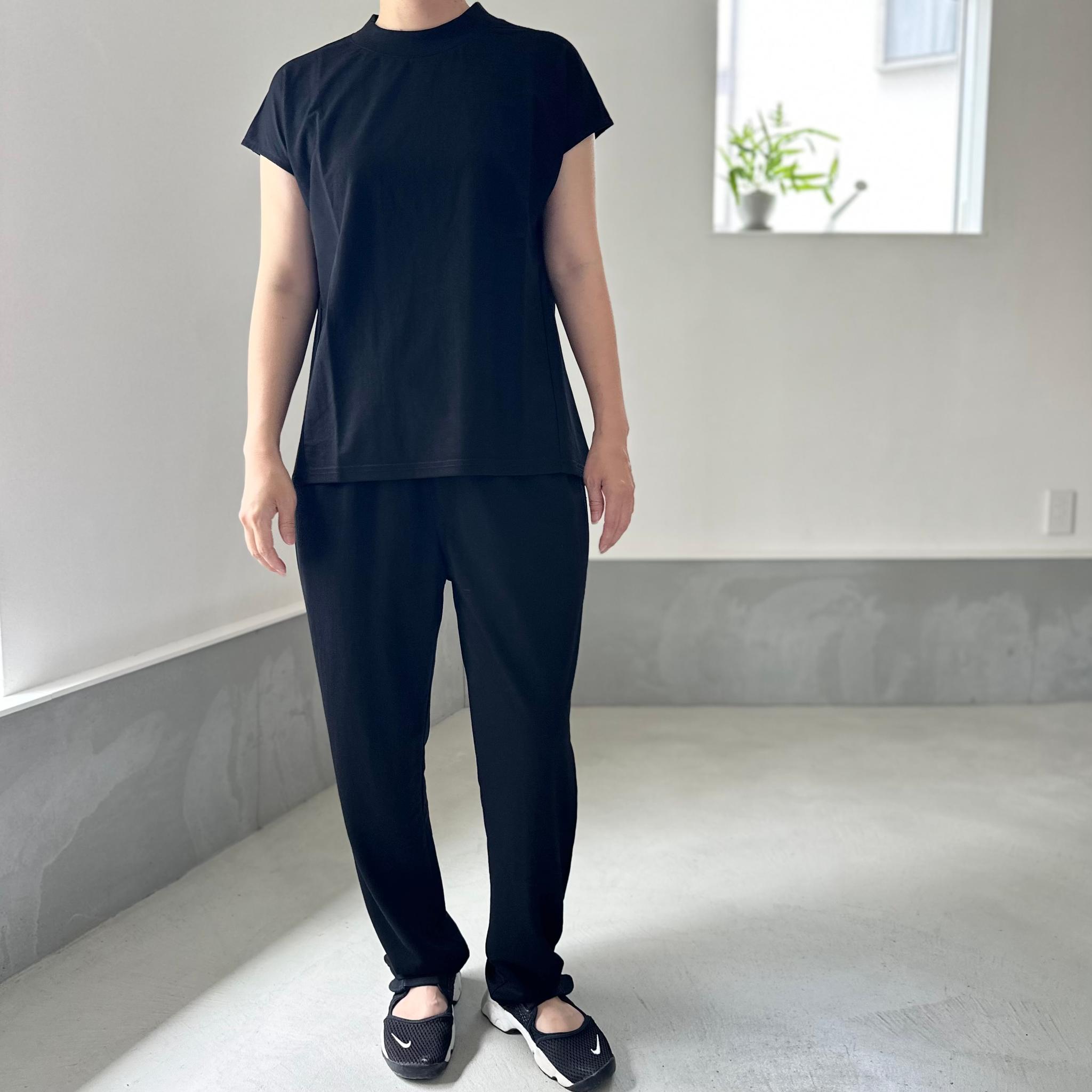 【接触冷感】フレンチスリーブ スラントシームプルオーバー 2色展開【ブラック】『2025新作』 | 7枚目