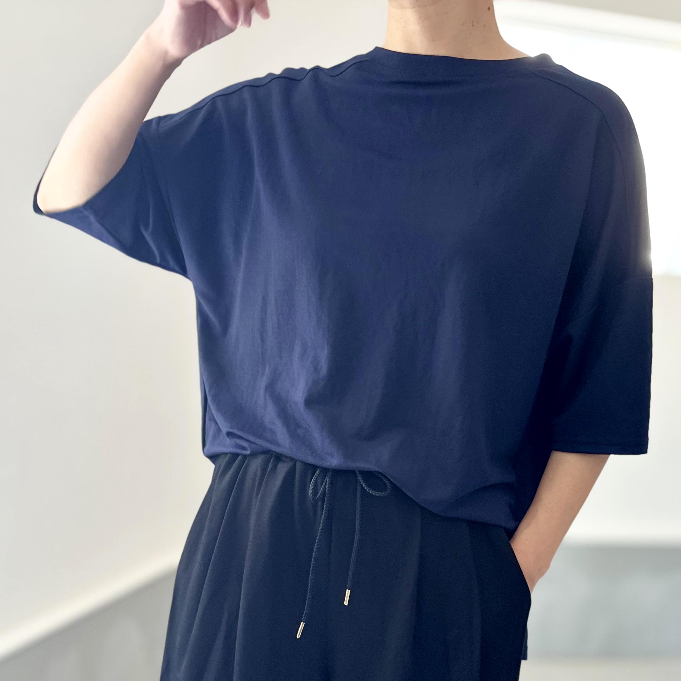 【接触冷感】サイドスリット オーバーサイズ半袖プルオーバー 5色展開【ネイビー】『2025リデザイン』1枚目の画像