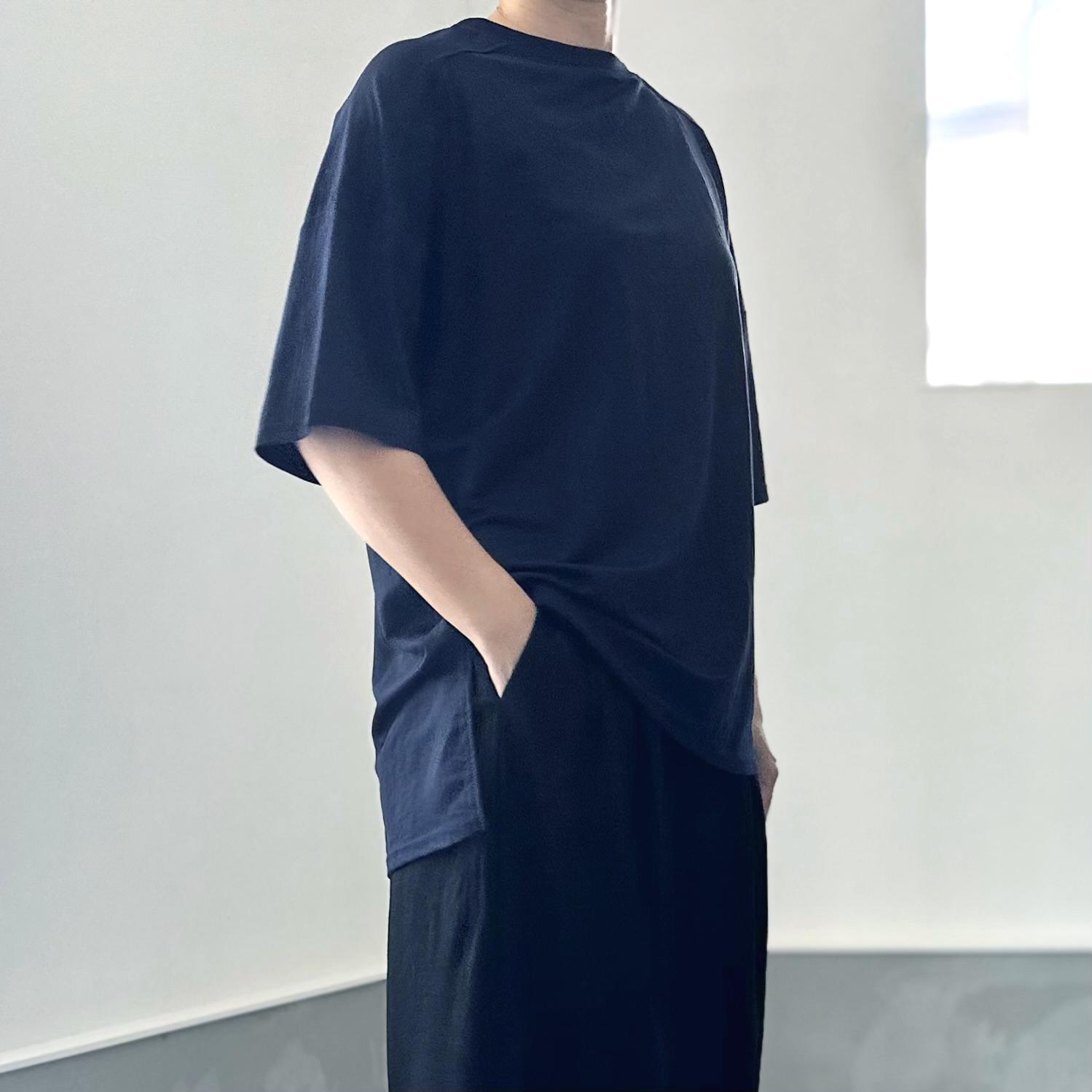 【接触冷感】サイドスリット オーバーサイズ半袖プルオーバー 5色展開【ネイビー】『2025リデザイン』 | 3枚目