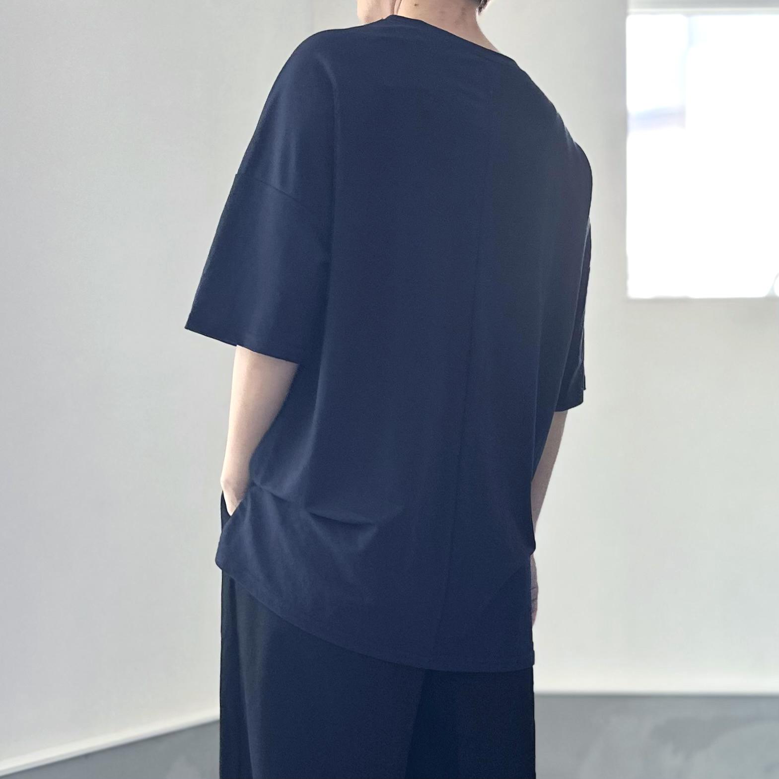 【接触冷感】サイドスリット オーバーサイズ半袖プルオーバー 5色展開【ネイビー】『2025リデザイン』 | 4枚目