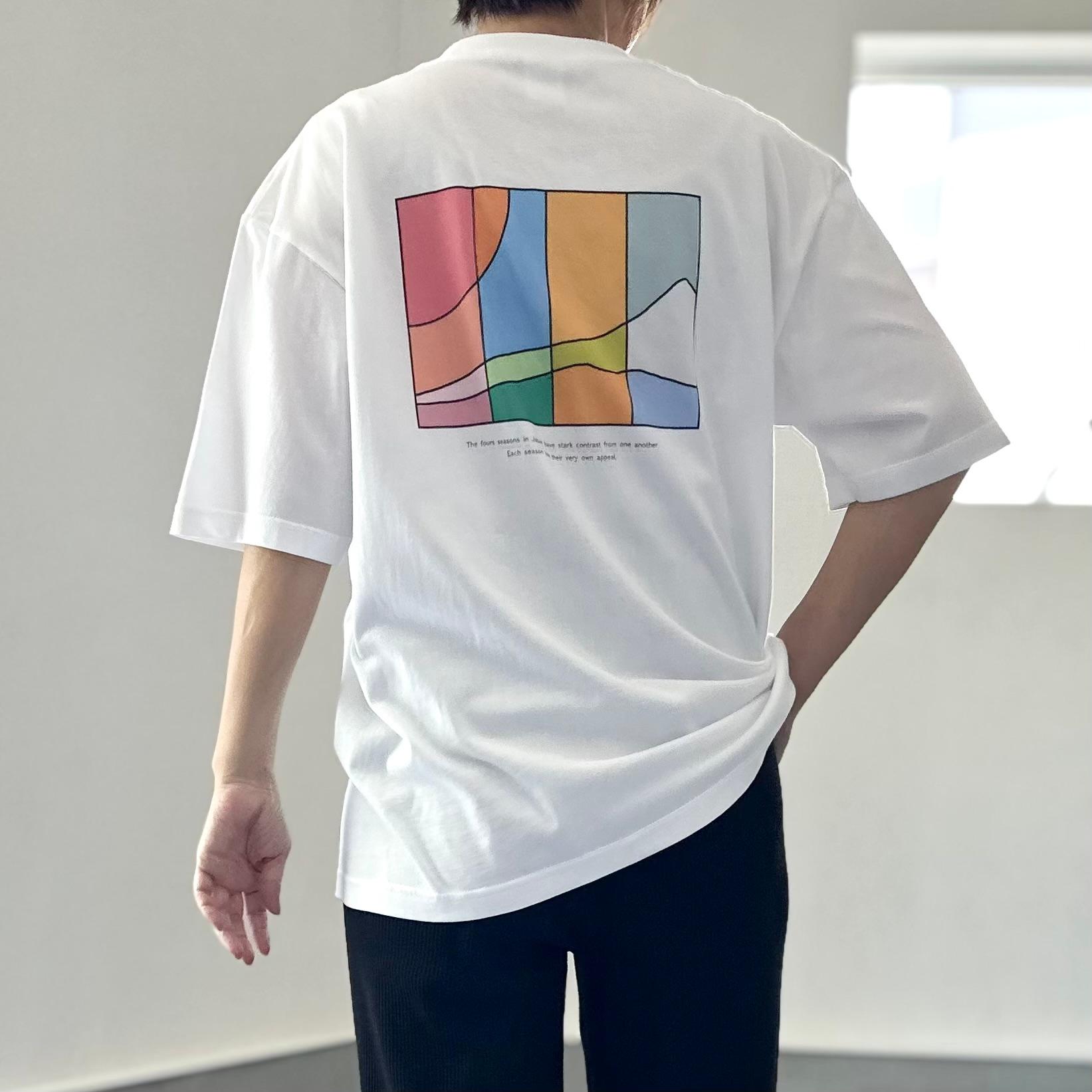 『2025新作』【ユニセックス】four seasonsバックプリント ビッグシルエットTシャツ 5色展開【ホワイト】1枚目の画像