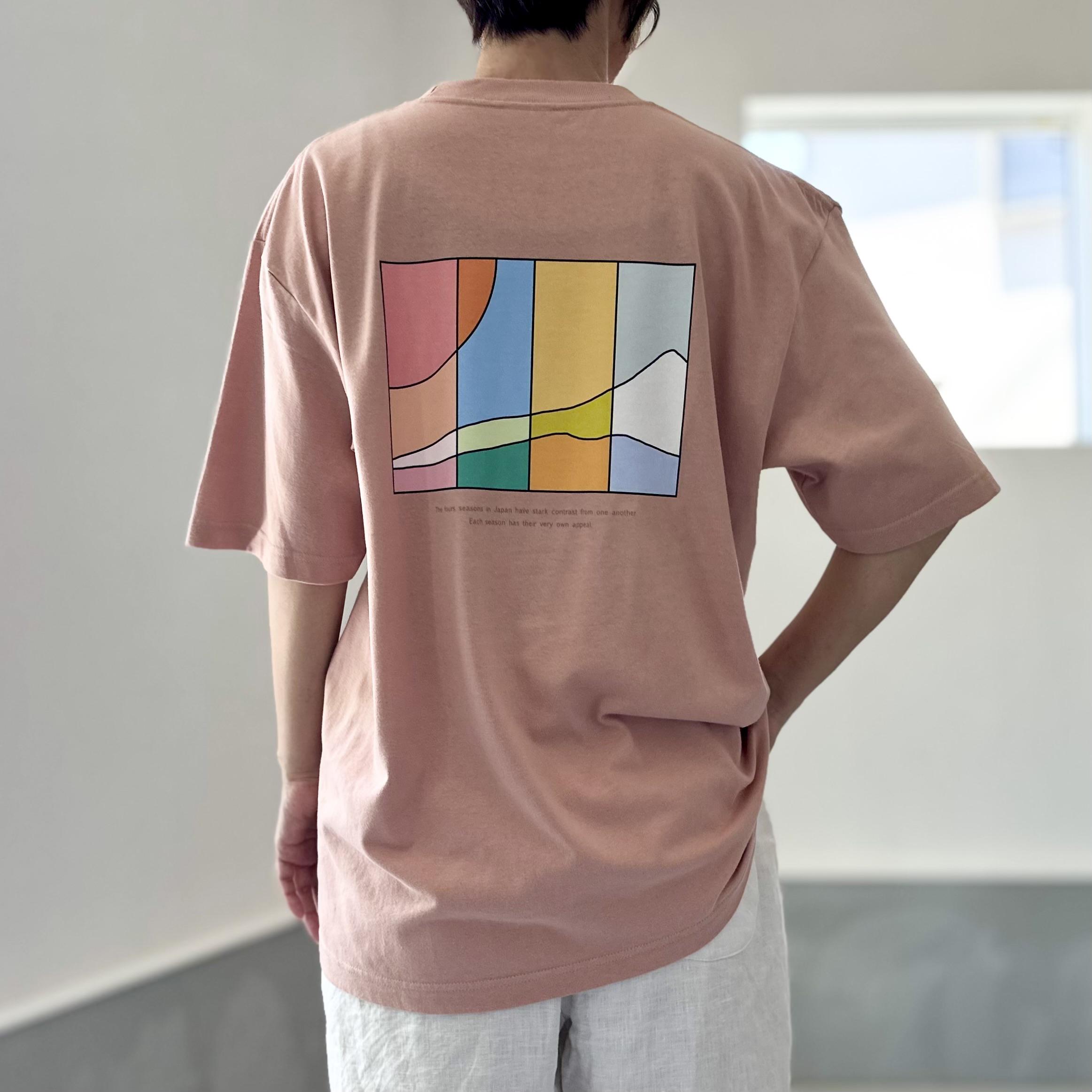 『2025新作』【ユニセックス】four seasonsバックプリント ビッグシルエットTシャツ 5色展開【Dピンク】1枚目の画像