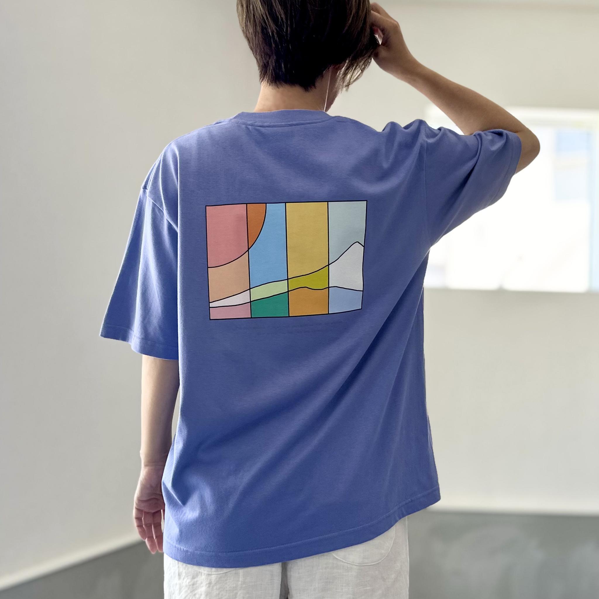 【ユニセックス】four seasonsバックプリント ビッグシルエットTシャツ 5色展開【Dブルー】 | 2枚目