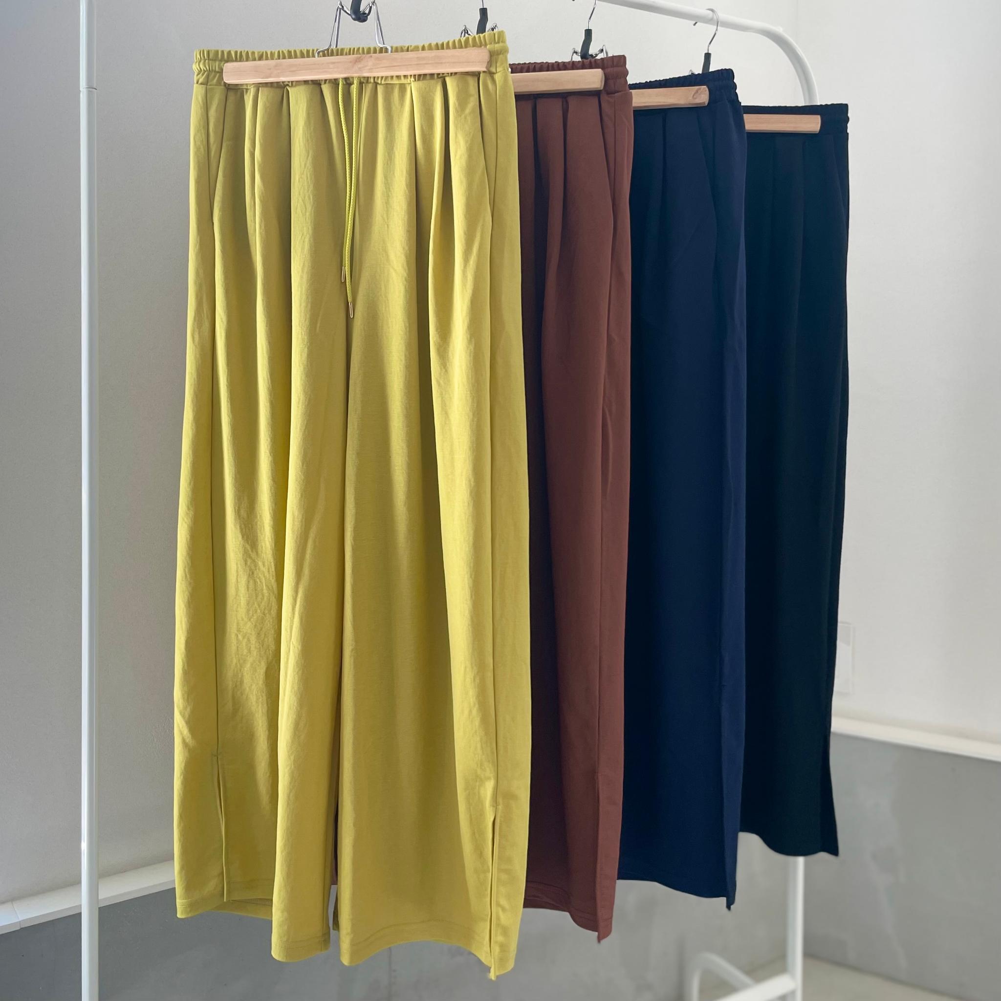 【接触冷感】サイドスリット イージーワイドパンツ 4色展開【イエロー】『2025リデザイン』 | 12枚目