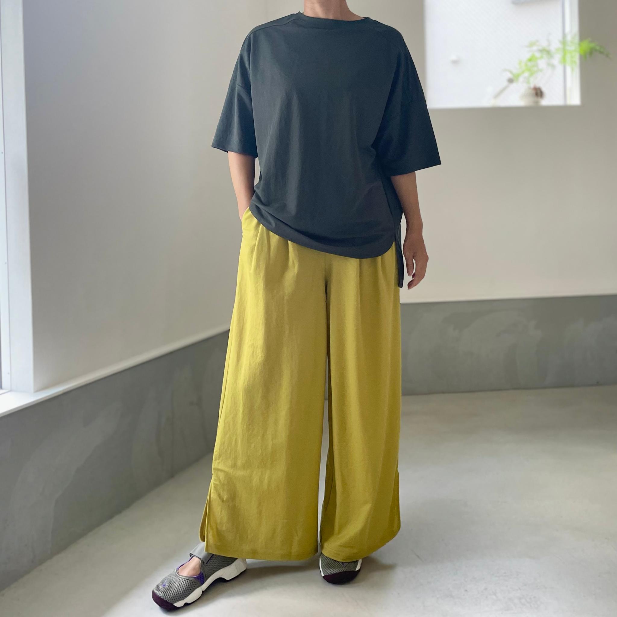【接触冷感】サイドスリット イージーワイドパンツ 4色展開【イエロー】『2025リデザイン』 | 2枚目