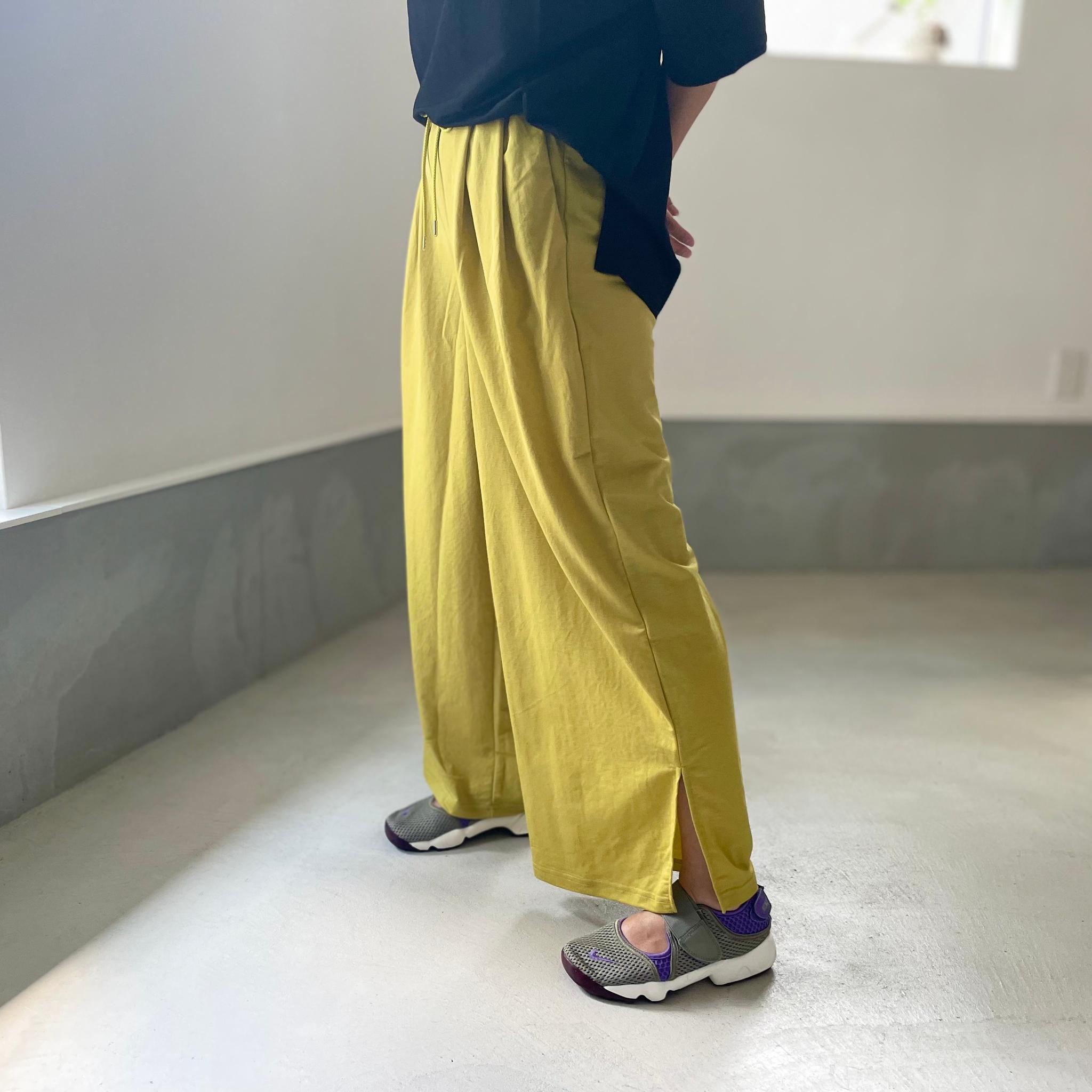 【接触冷感】サイドスリット イージーワイドパンツ 4色展開【イエロー】『2025リデザイン』 | 3枚目