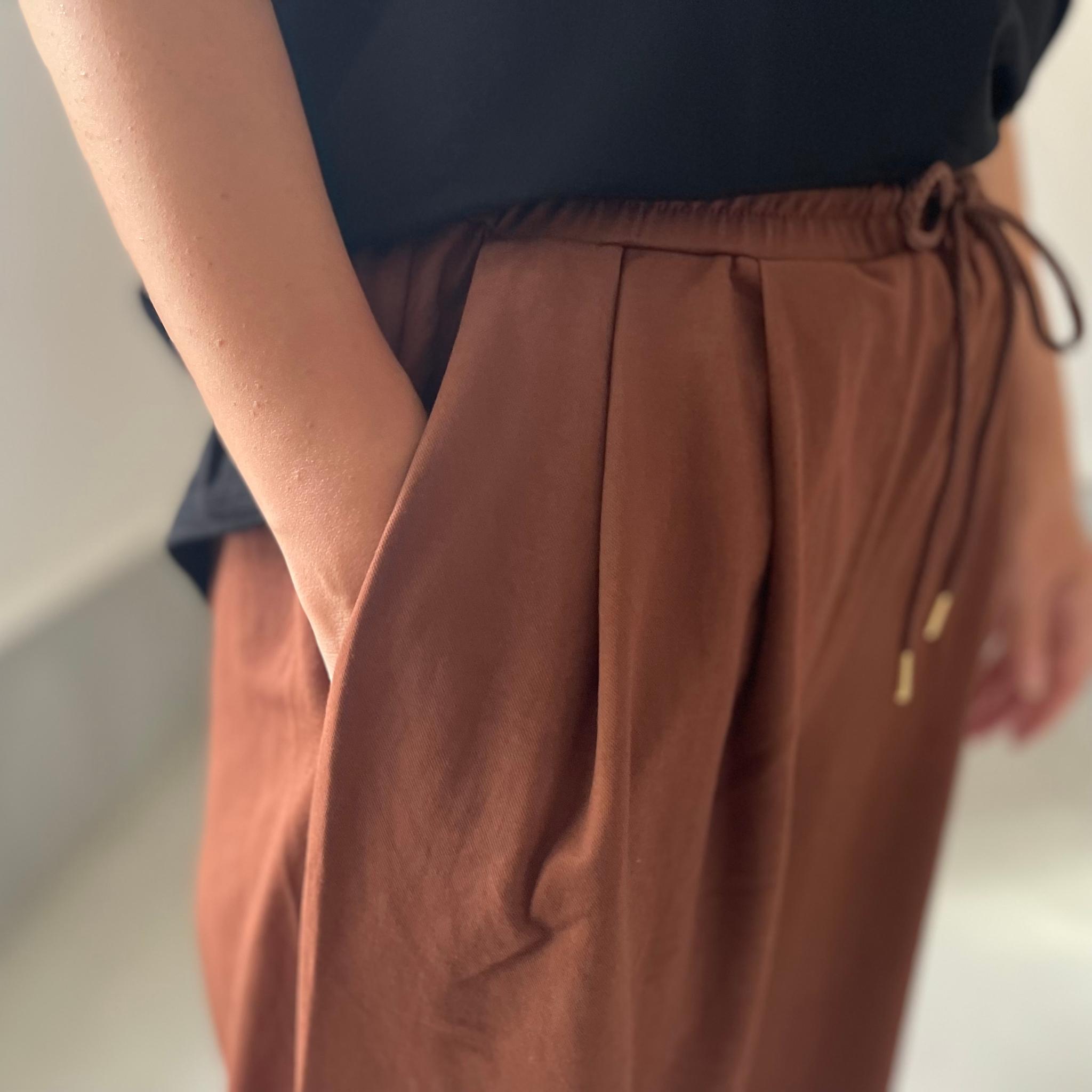 【接触冷感】サイドスリット イージーワイドパンツ 4色展開【ブラウン】『2025リデザイン』 | 10枚目