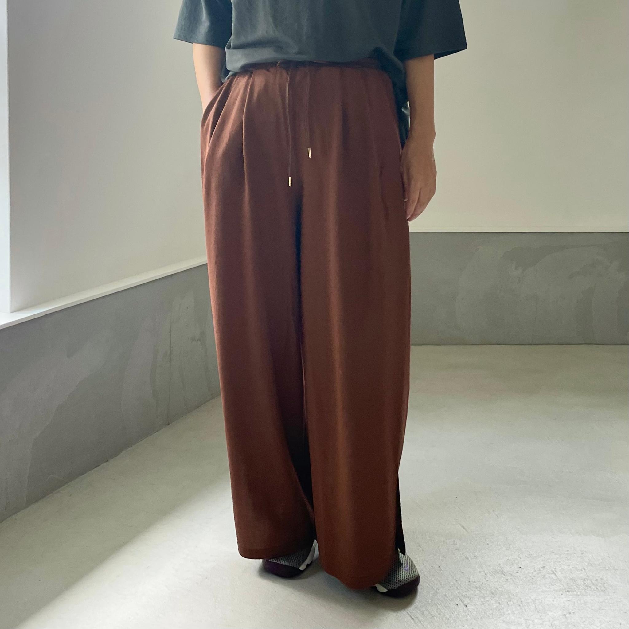 【接触冷感】サイドスリット イージーワイドパンツ 4色展開【ブラウン】『2025リデザイン』 | 2枚目
