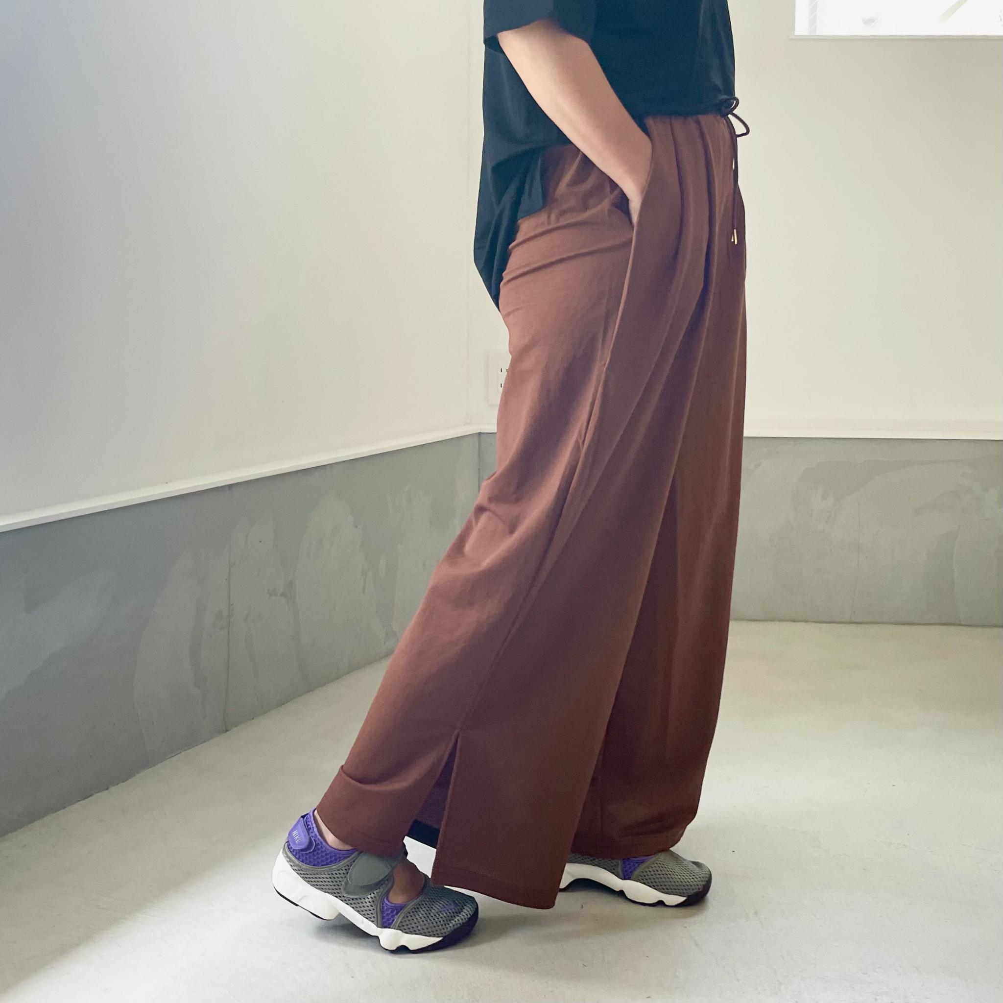 【接触冷感】サイドスリット イージーワイドパンツ 4色展開【ブラウン】『2025リデザイン』 | 4枚目