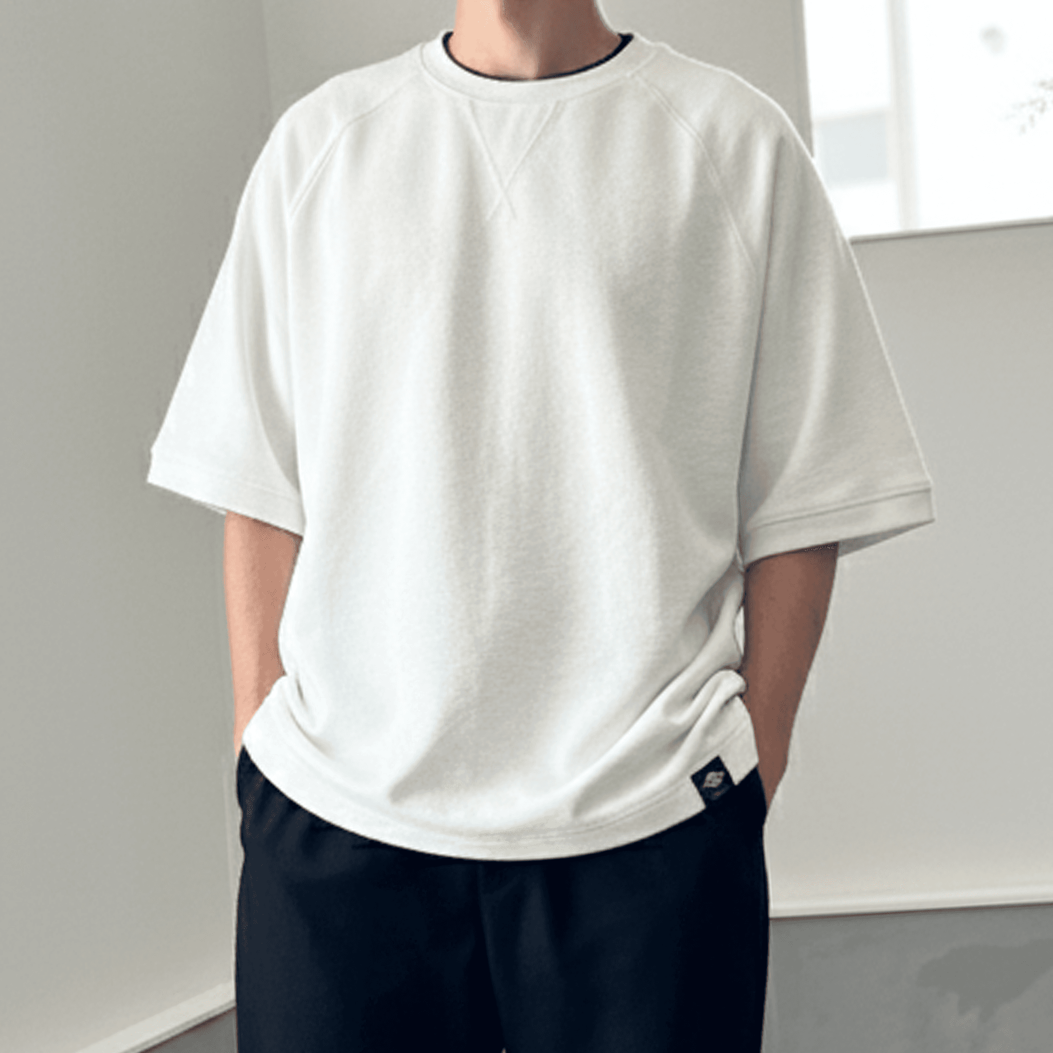 『2025秋♪新作』【ユニセックス】サイドスリット ガゼット付 ラグランスリーブ ビッグシルエットTシャツ【グレー】 | 16枚目