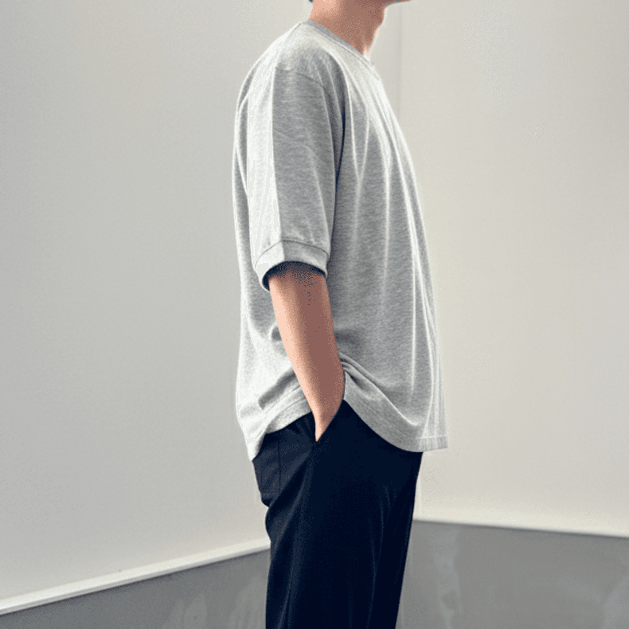 『2025秋♪新作』【ユニセックス】サイドスリット ガゼット付 ラグランスリーブ ビッグシルエットTシャツ【グレー】 | 3枚目