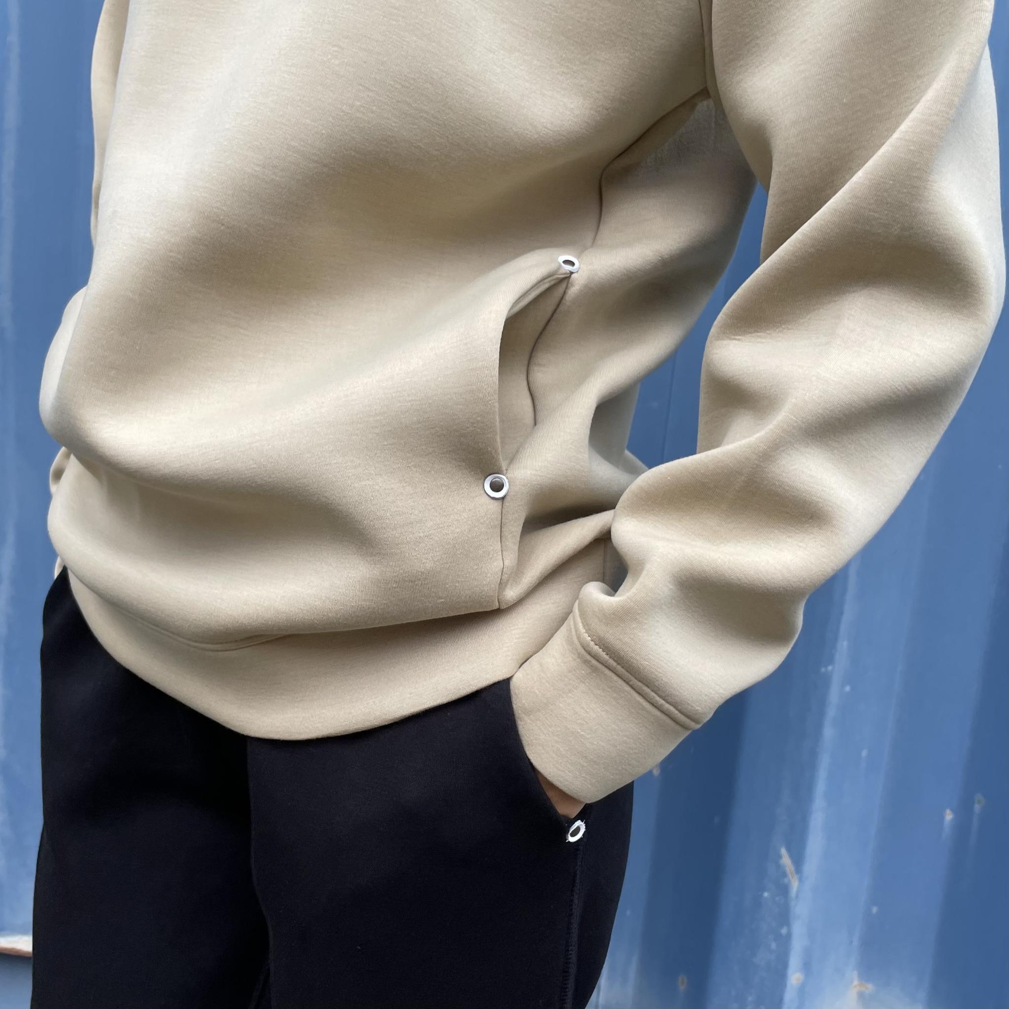 『2025新色』秋〜春まで！【ユニセックス 】ダンボールニット シームポケット付プルオーバーパーカー【モスグリーン】 | 10枚目