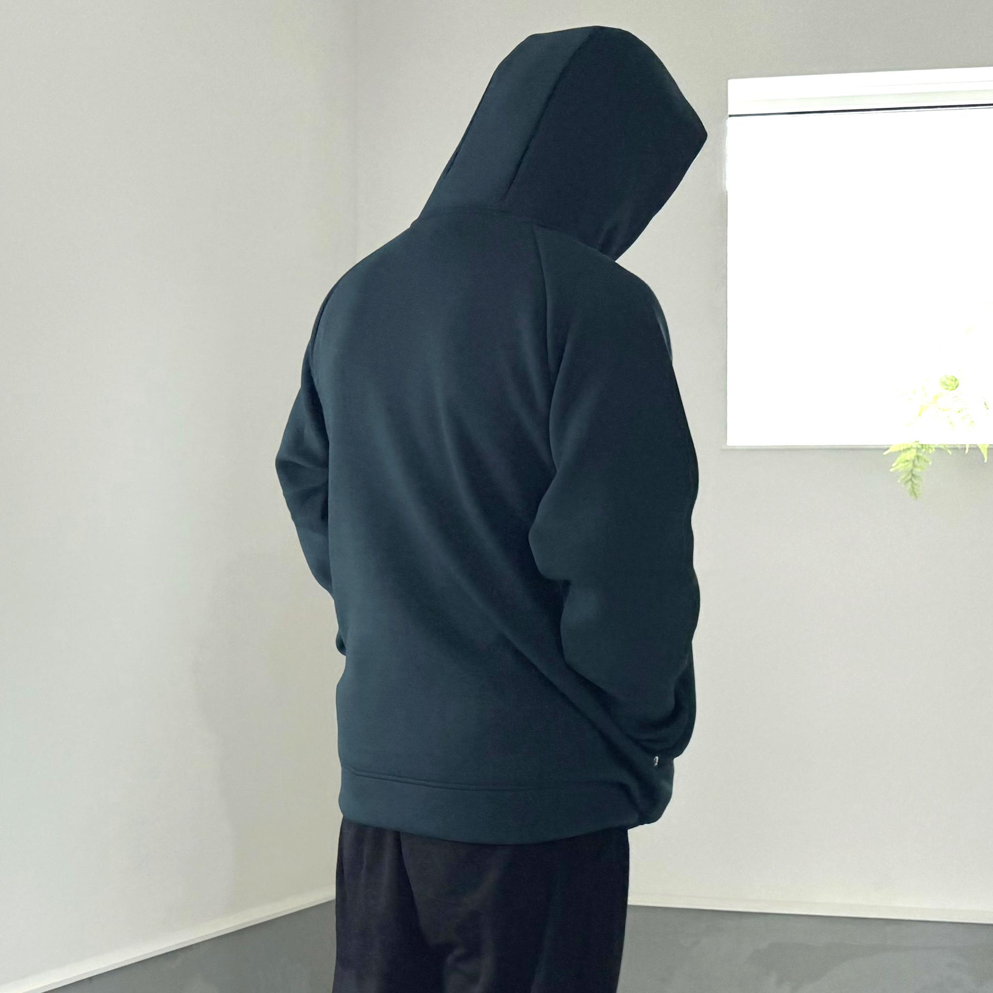 『2025新色』秋〜春まで！【ユニセックス 】ダンボールニット シームポケット付プルオーバーパーカー【モスグリーン】 | 4枚目