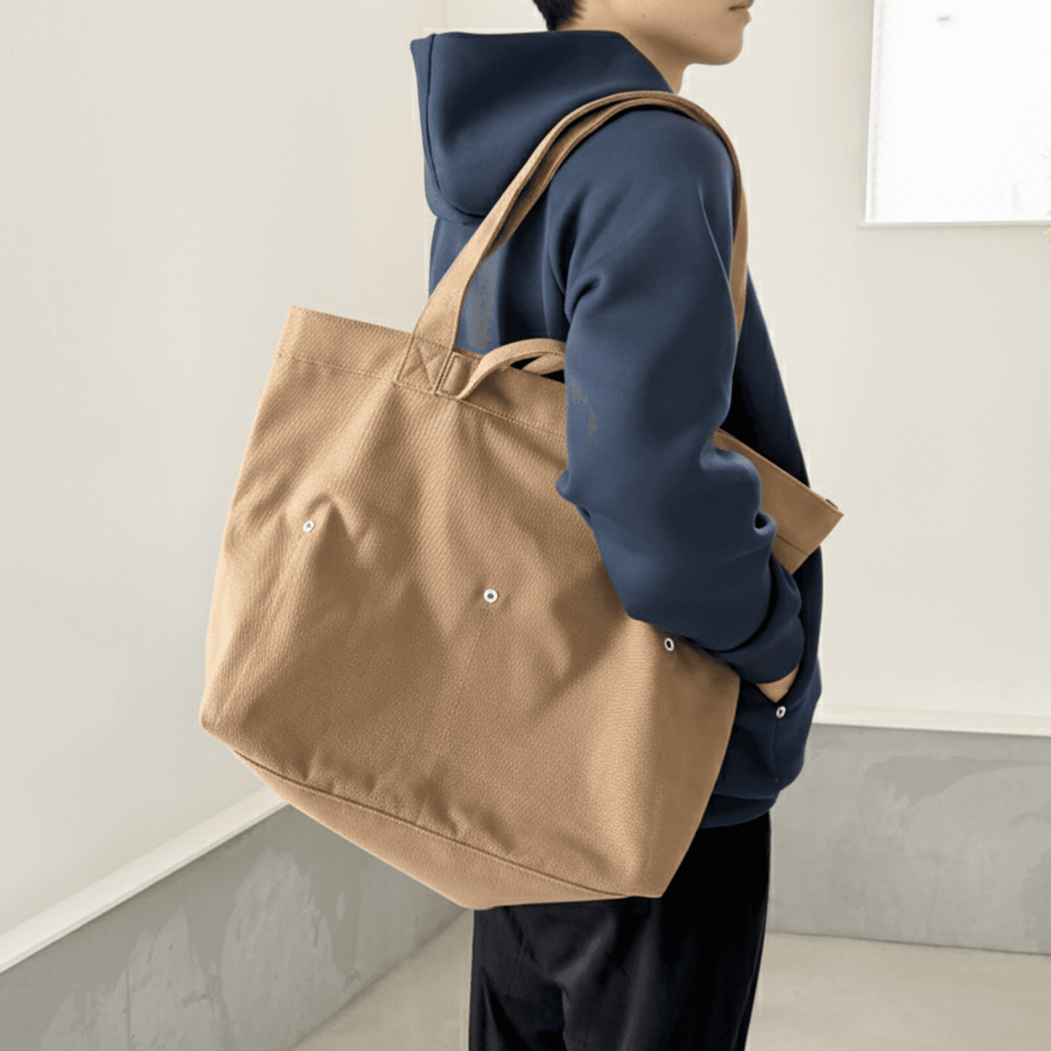 『2025新色』秋〜春まで！【ユニセックス 】ダンボールニット シームポケット付プルオーバーパーカー【ネイビー】 | 5枚目