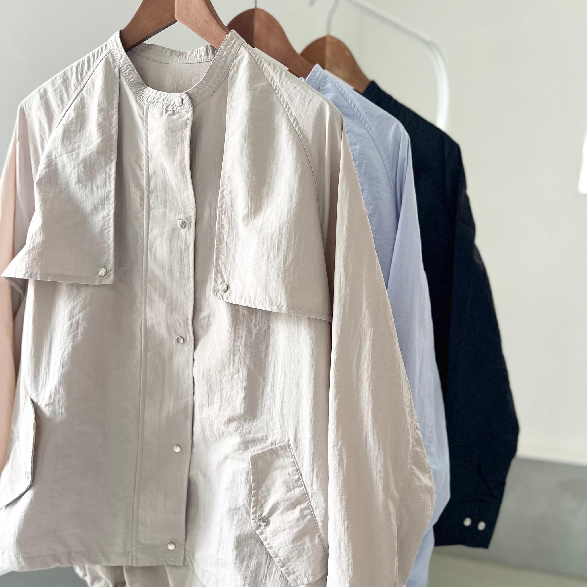 『2025新色』撥水ナイロンのヨーク付 ZIP UPブルゾン【ライトブルー】 | 7枚目