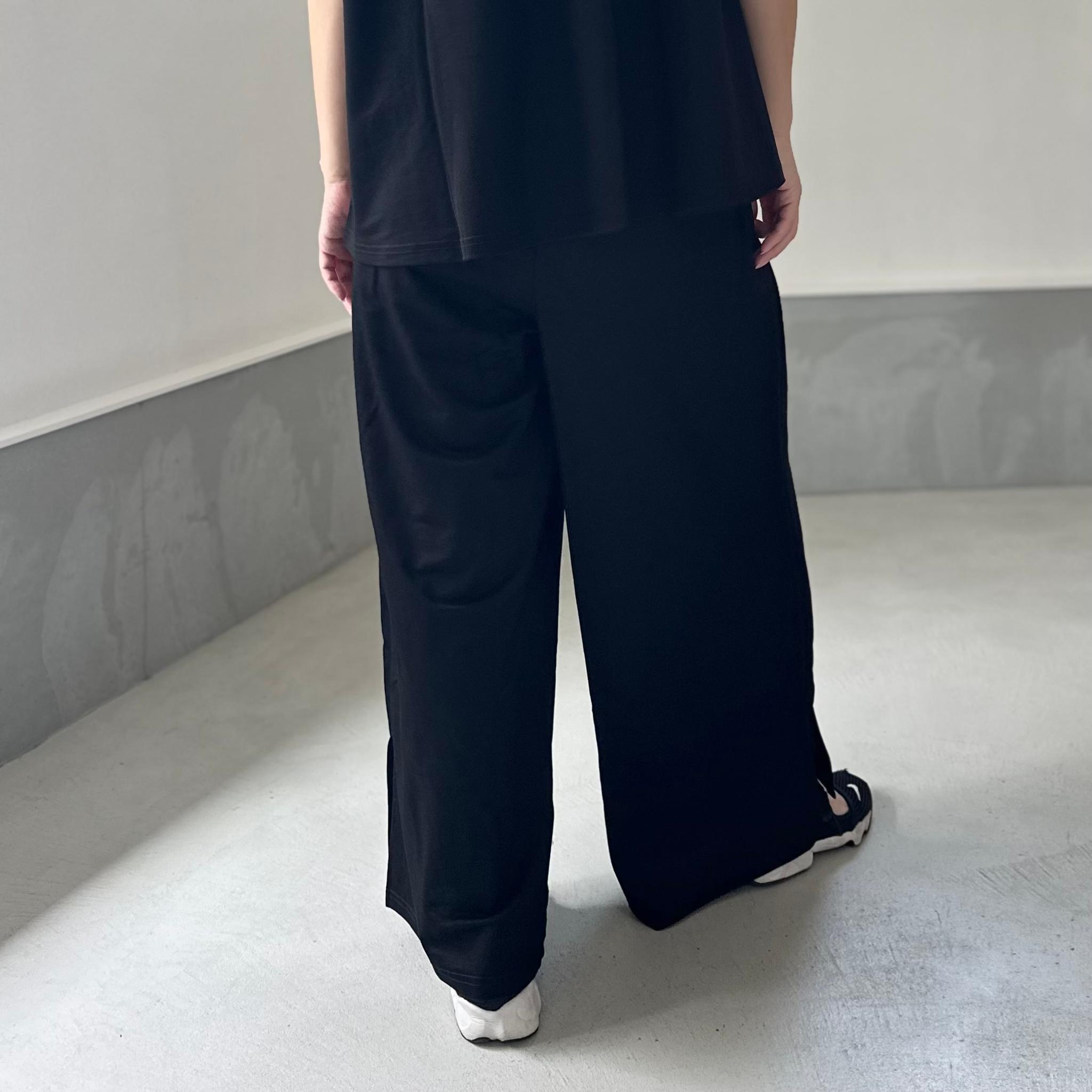 【接触冷感】サイドスリット イージーワイドパンツ 4色展開【ブラック】『2025リデザイン』 | 4枚目