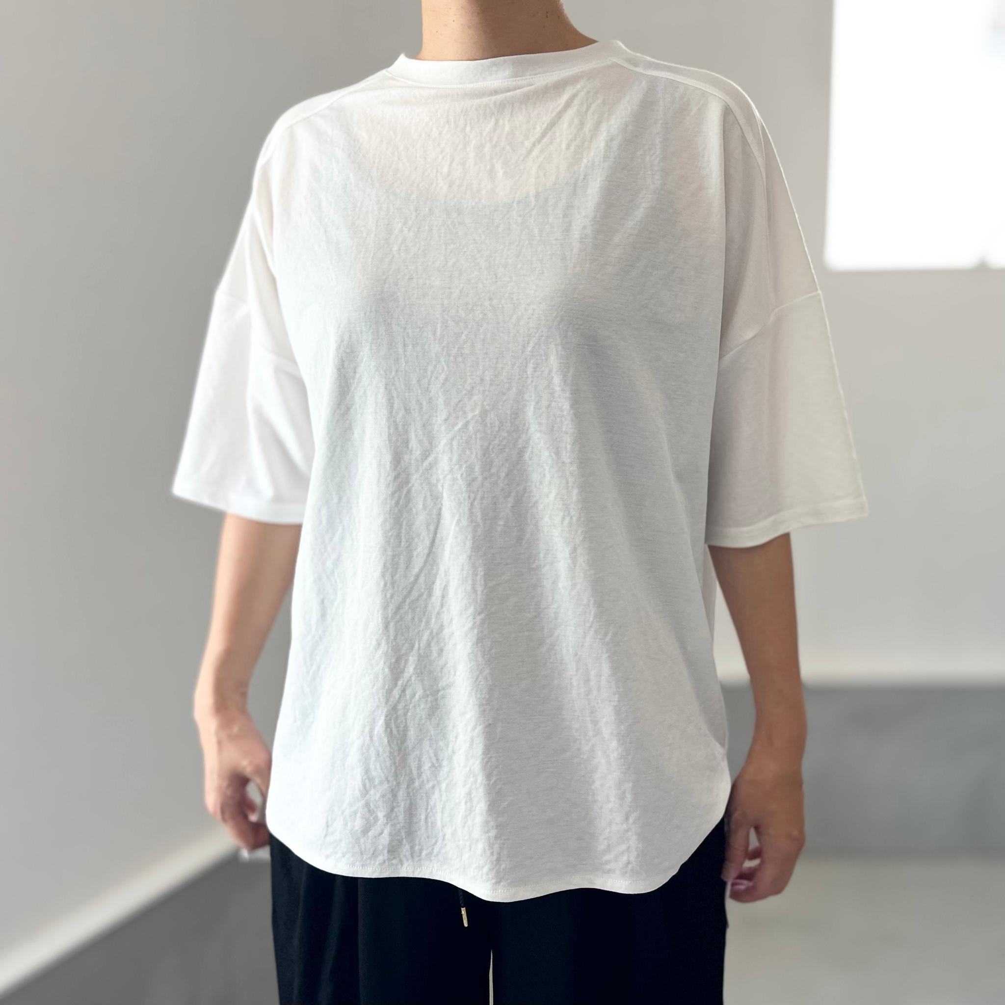 【接触冷感】サイドスリット オーバーサイズ半袖プルオーバー 5色展開【ホワイト】『2025リデザイン』 | 3枚目