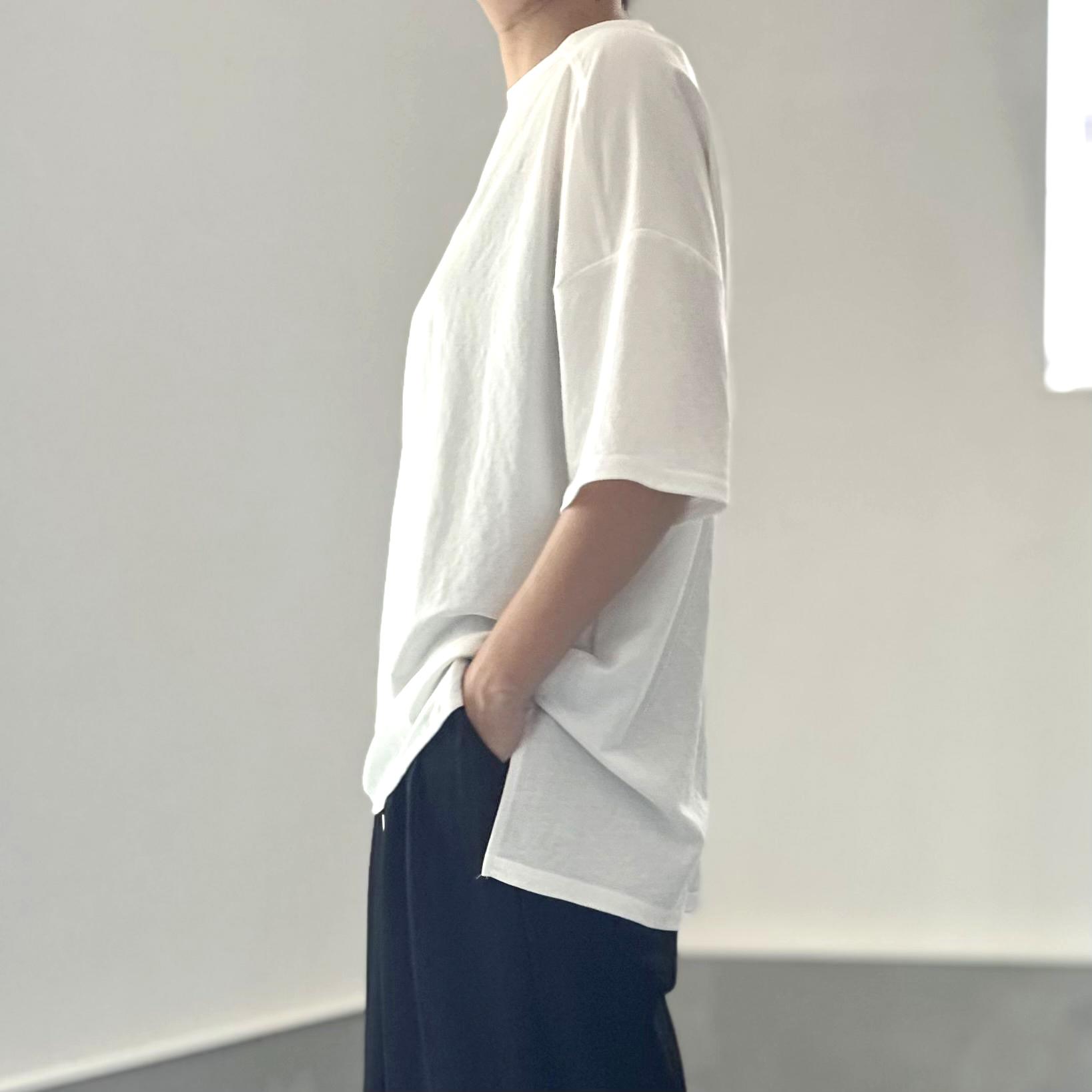 【接触冷感】サイドスリット オーバーサイズ半袖プルオーバー 5色展開【ホワイト】『2025リデザイン』 | 5枚目