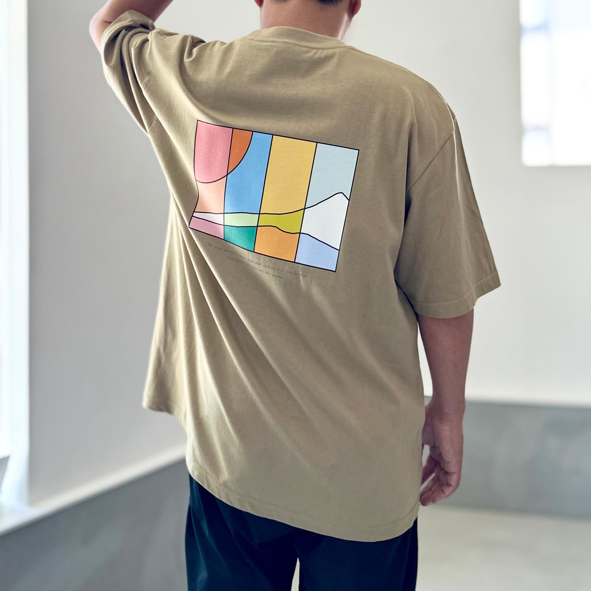 【ユニセックス】four seasonsバックプリント ビッグシルエットTシャツ 5色展開【Sカーキ】 | 3枚目